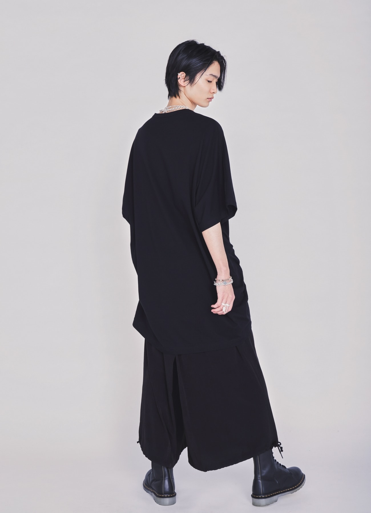 30/COTTON JERSEY ELASTIC DRAWSTRING GATHERED T-SHIRT