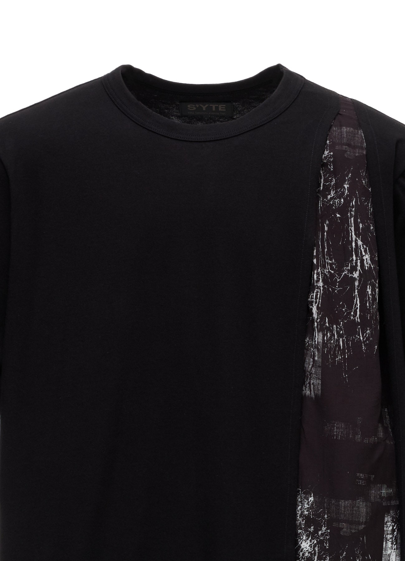 ASYMMETRY DESIGN SHORT-SLEEVED T-SHIRT WITH WITHERED BRANCH PRINTED FABRIC