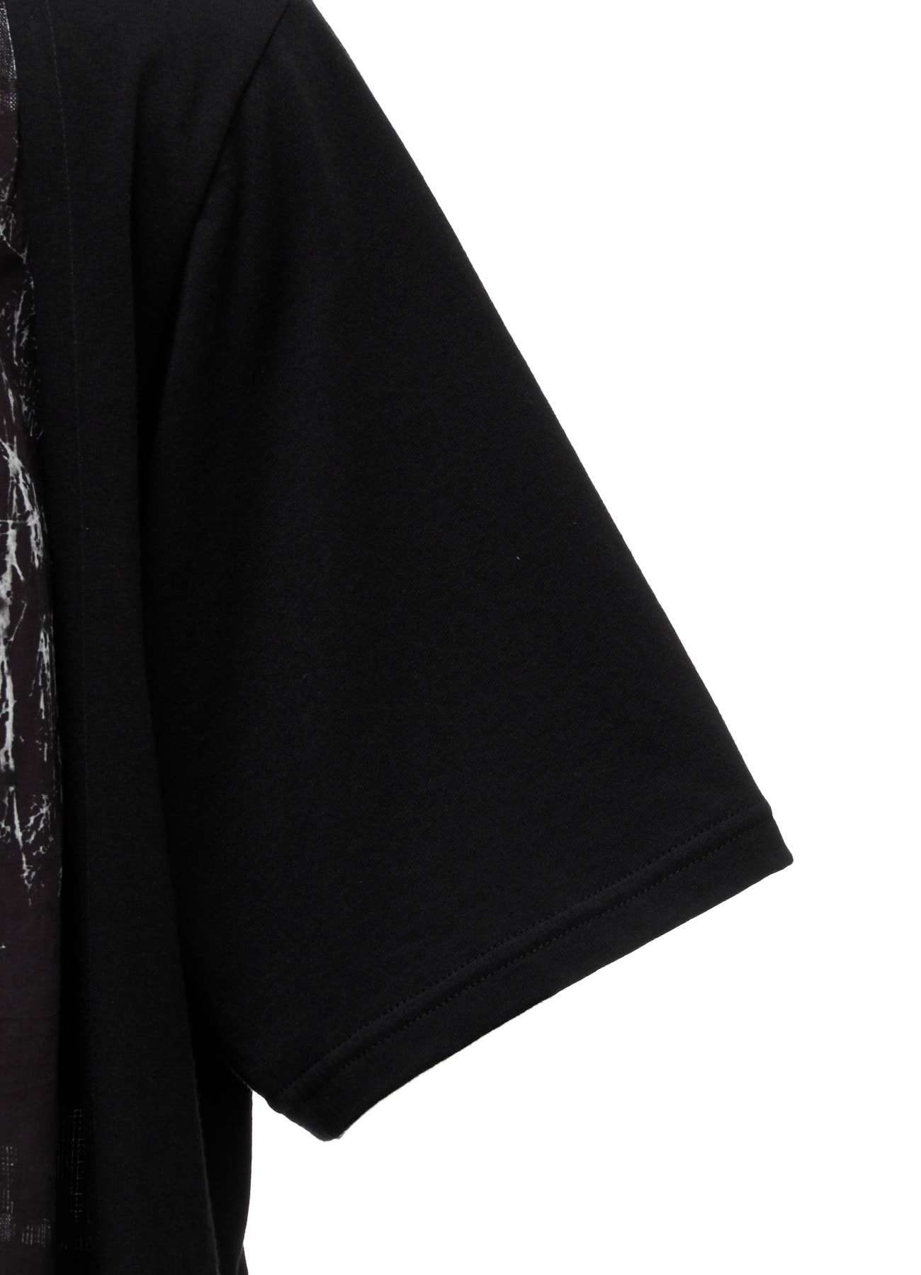 ASYMMETRY DESIGN SHORT-SLEEVED T-SHIRT WITH WITHERED BRANCH PRINTED FABRIC