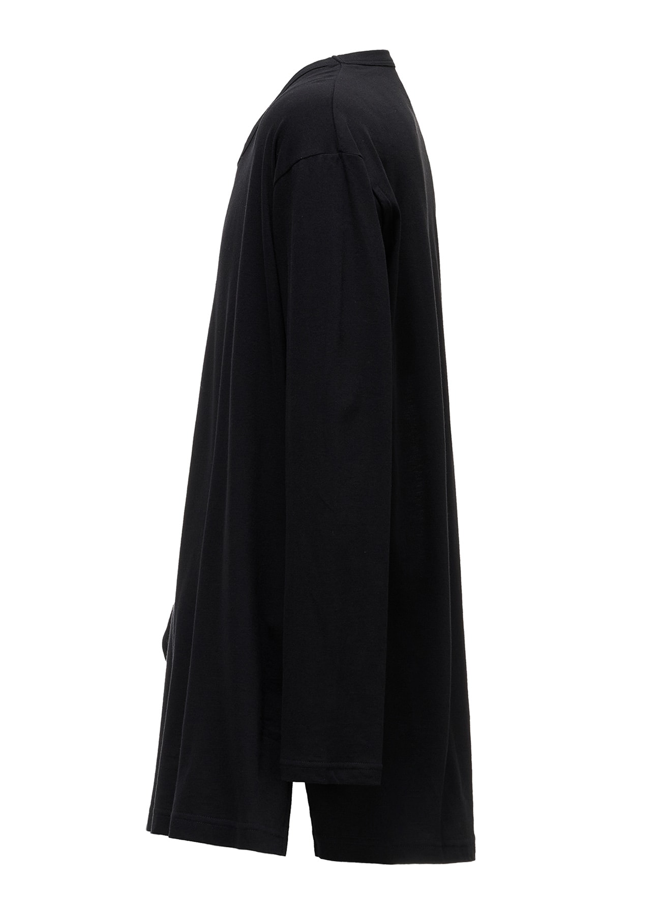 COTTON JERSEY FABRIC SWITCH L/S DRAPED T-SHIRT