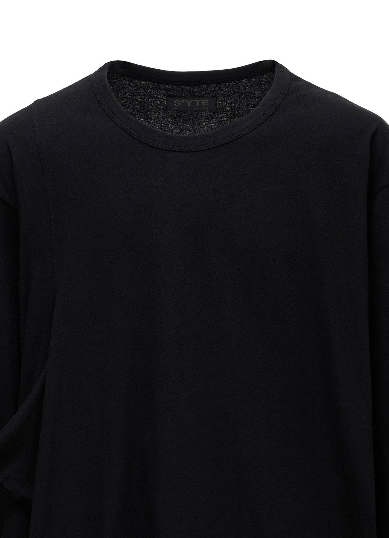COTTON JERSEY FABRIC SWITCH L/S DRAPED T-SHIRT