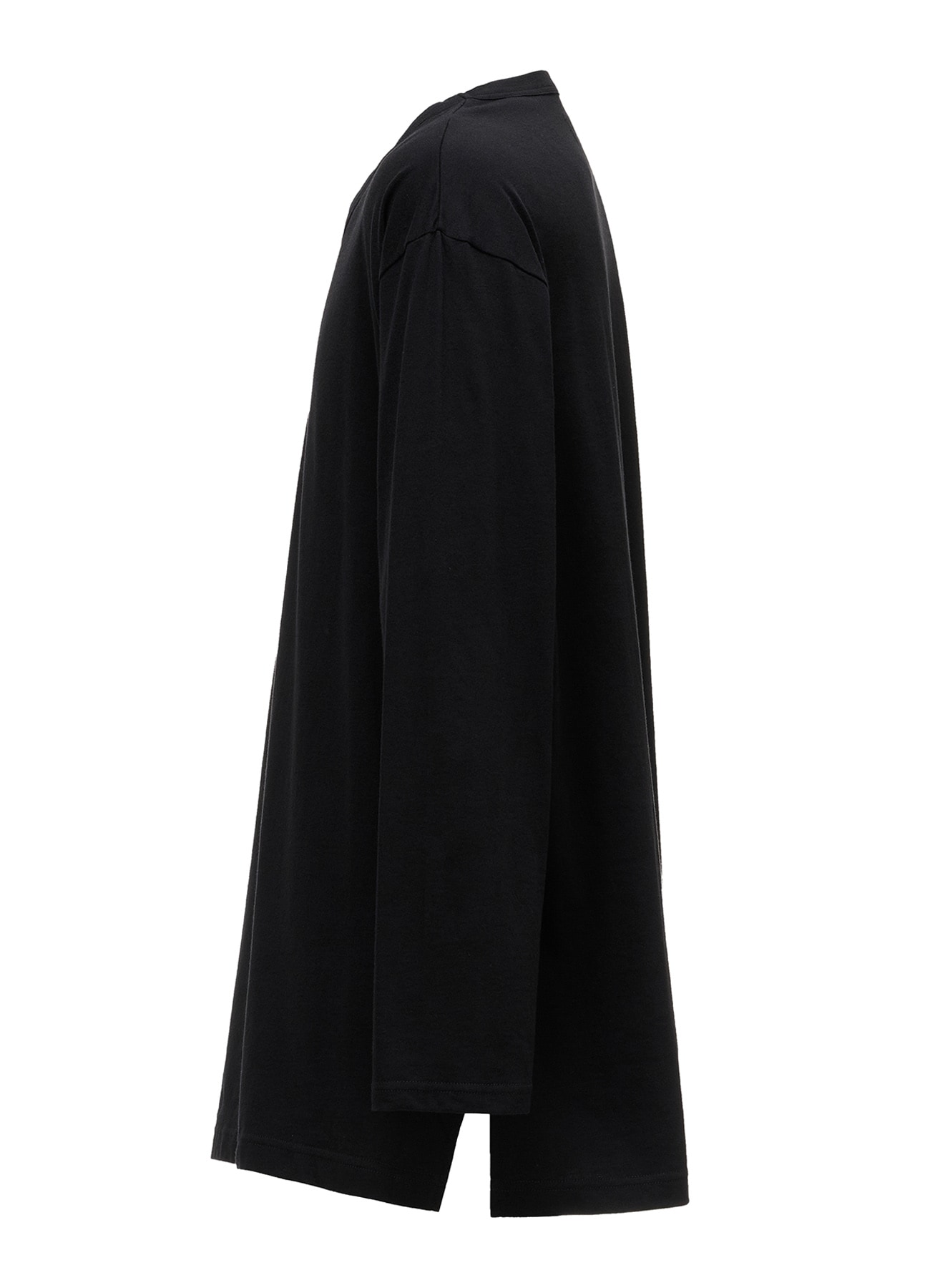 COTTON JERSEY FABRIC SWITCH L/S DRAPED T-SHIRT