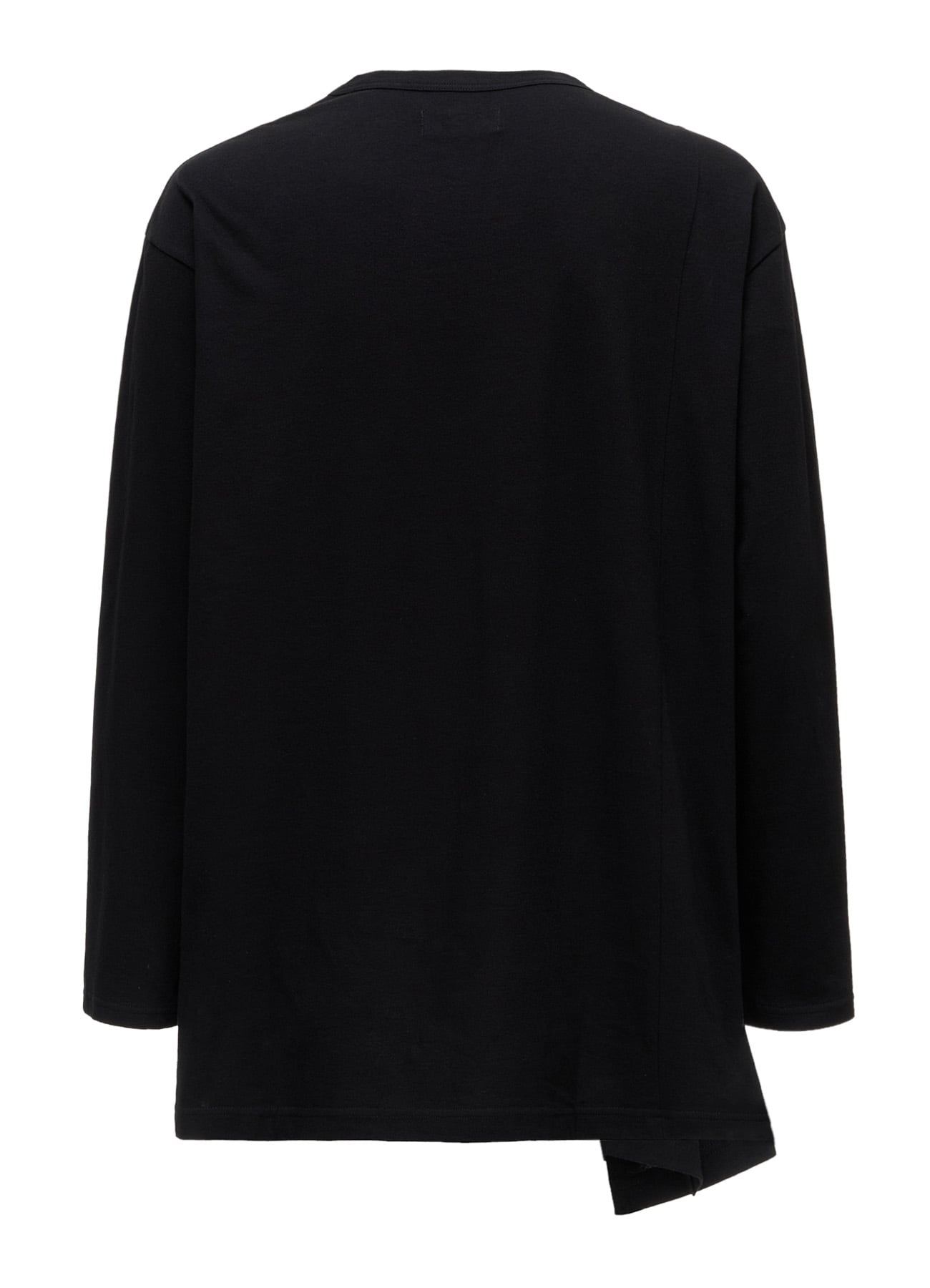 COTTON JERSEY FABRIC SWITCH L/S DRAPED T-SHIRT