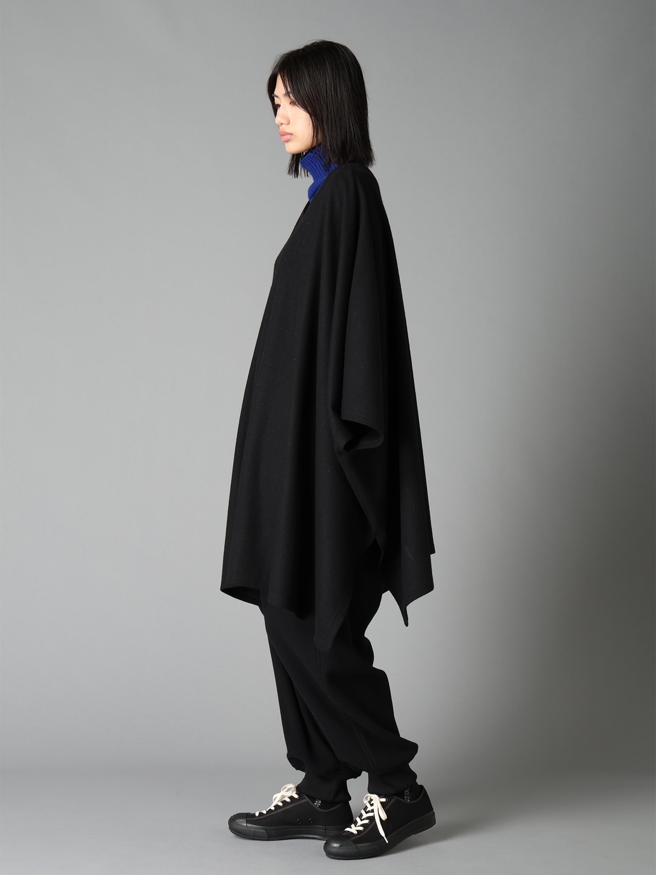 AIRY WOOL BLEND JERSEY CAPE SILHOUETTE CUTSEW TOP