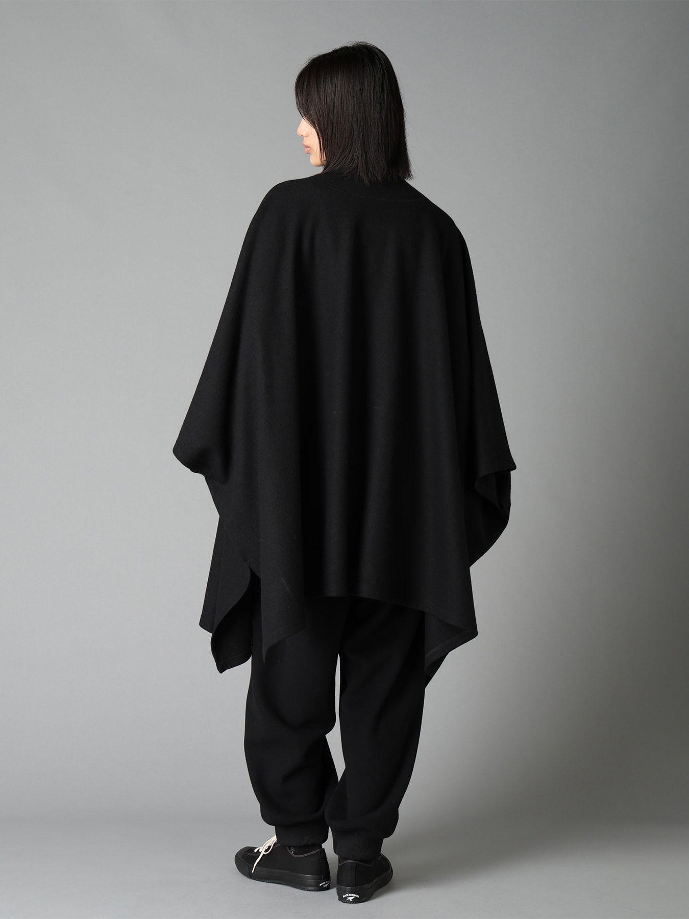 AIRY WOOL BLEND JERSEY CAPE SILHOUETTE CUTSEW TOP
