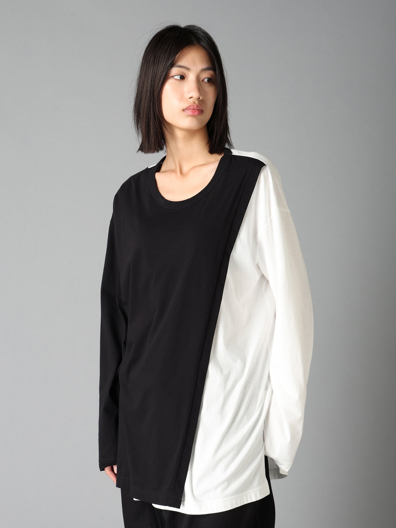 COTTON JERSEY FABRIC LAYERED T-SHIRT