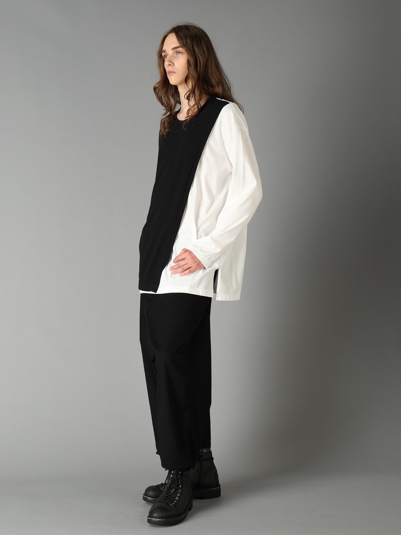 COTTON JERSEY FABRIC LAYERED T-SHIRT