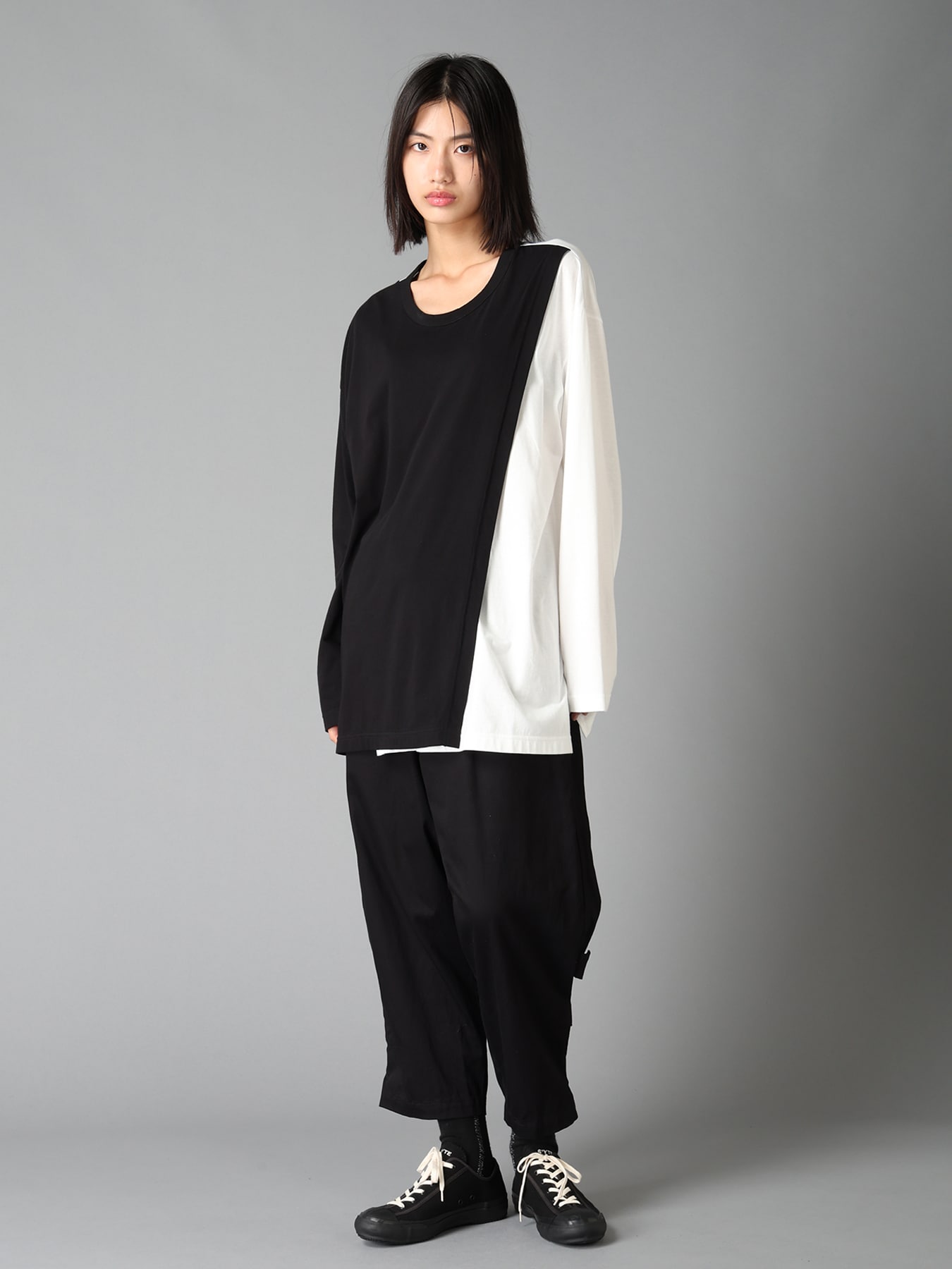 COTTON JERSEY FABRIC LAYERED T-SHIRT