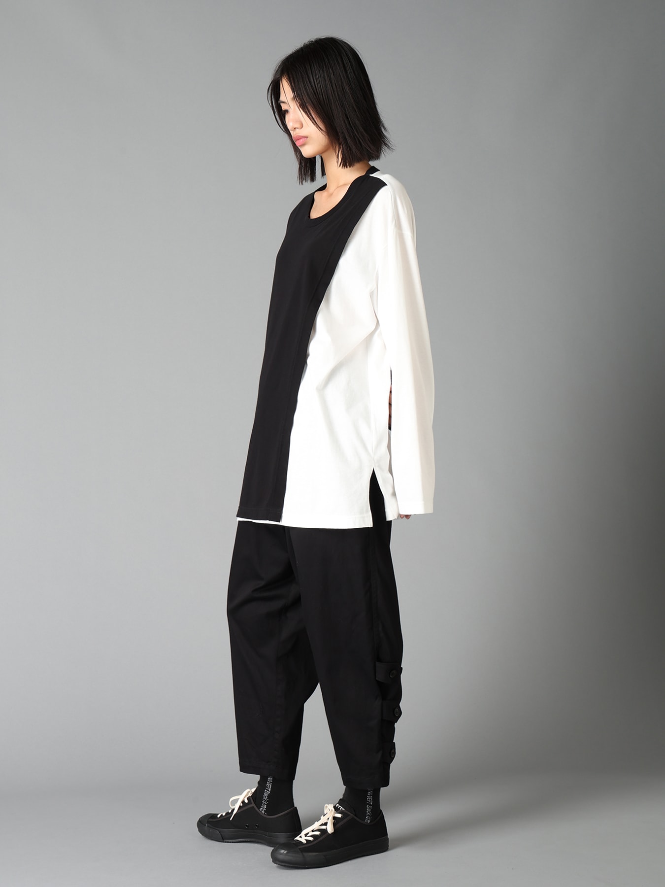 COTTON JERSEY FABRIC LAYERED T-SHIRT