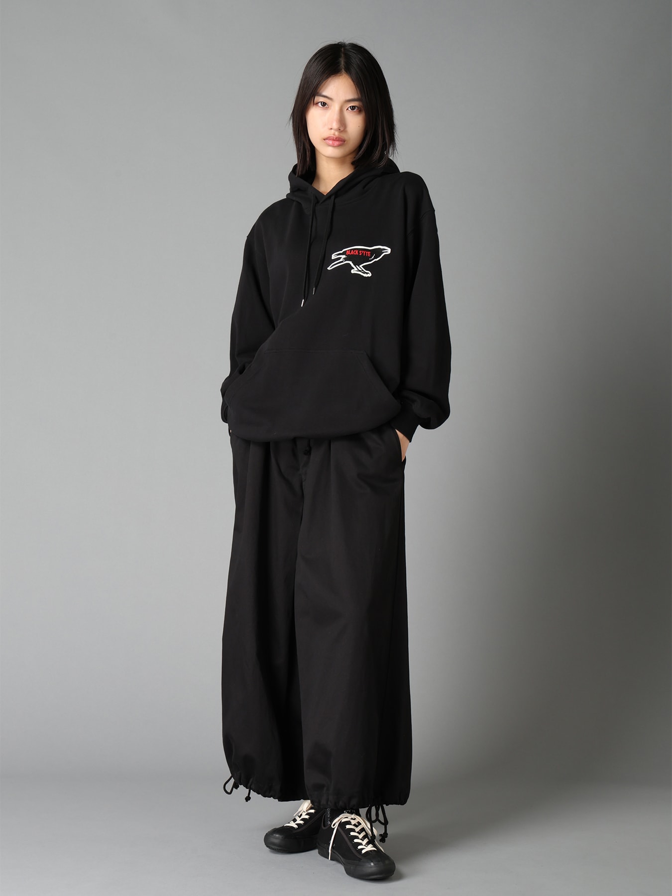 30/10  COTTON GAUZE FLEECE CROW PATCH HOODIE PULLOVER