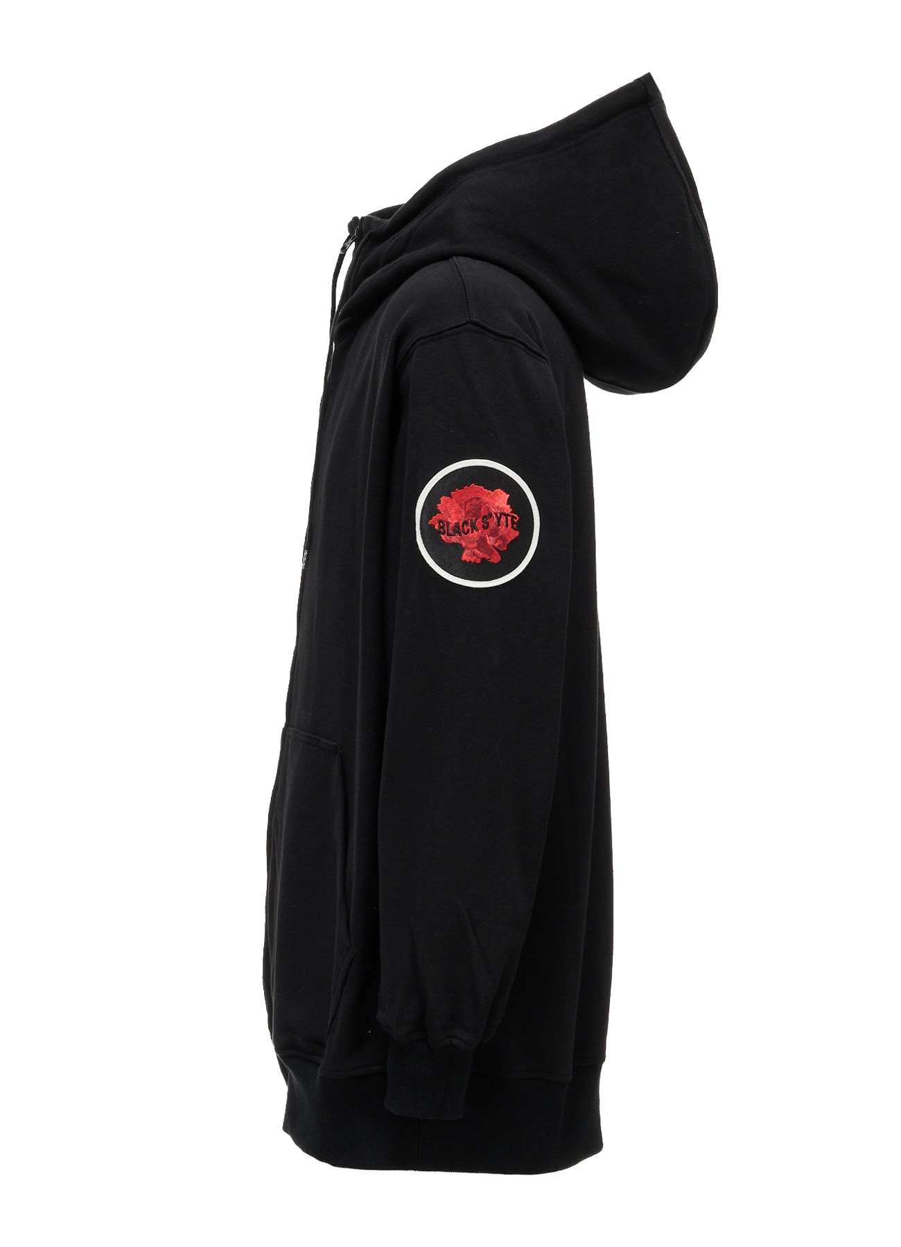 30/10  COTTON GAUZE FLEECE ROSE PATCH ZIP-UP HOODIE
