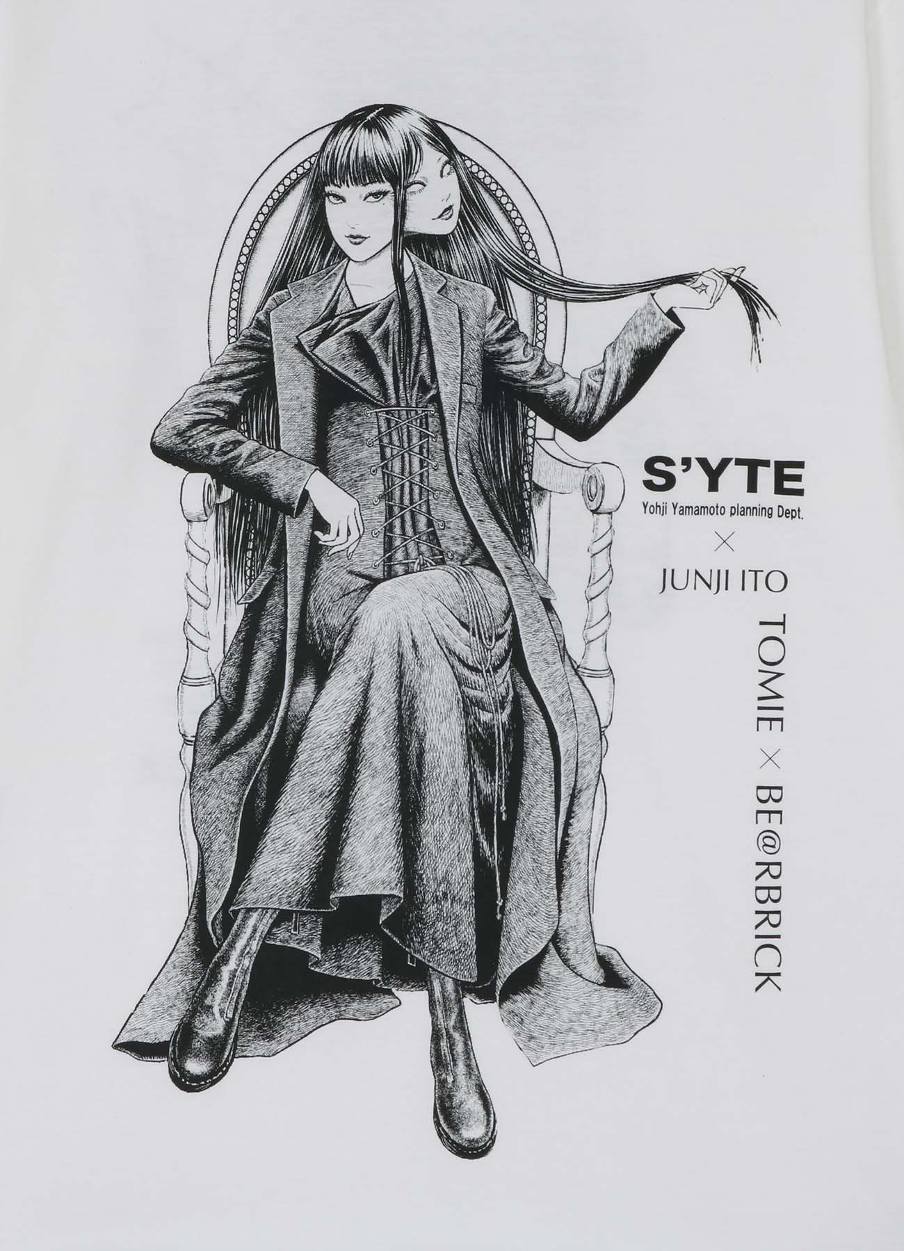 BE@RBRICK × Junji ITO "TOMIE" WEARING YOHJI YAMAMOTO LACE-UP DRESS T-SHIRT