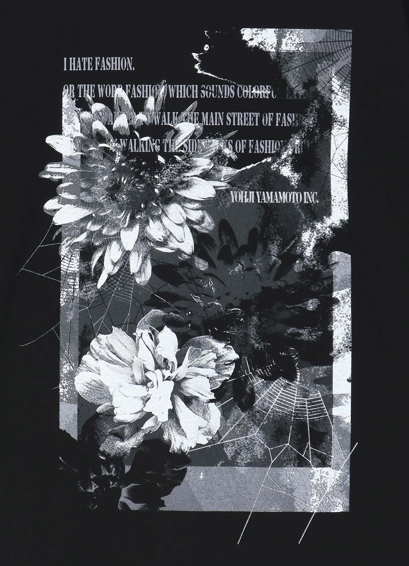 20/Cotton Jersey Monochrome flowers Message T-shirt