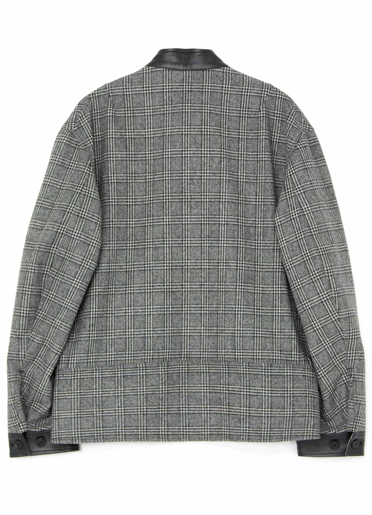 GLEN CHECK× LEATHER STANDCOLLAR BLOUSON(M Gray): S'YTE｜THE SHOP