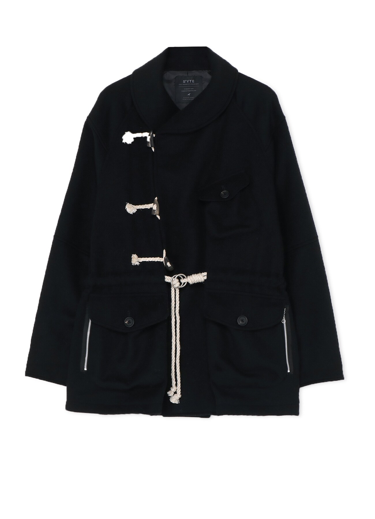 WOOL BEAVER SHAWL COLLAR DUFFLE PEA COAT(M Black): S'YTE｜THE SHOP