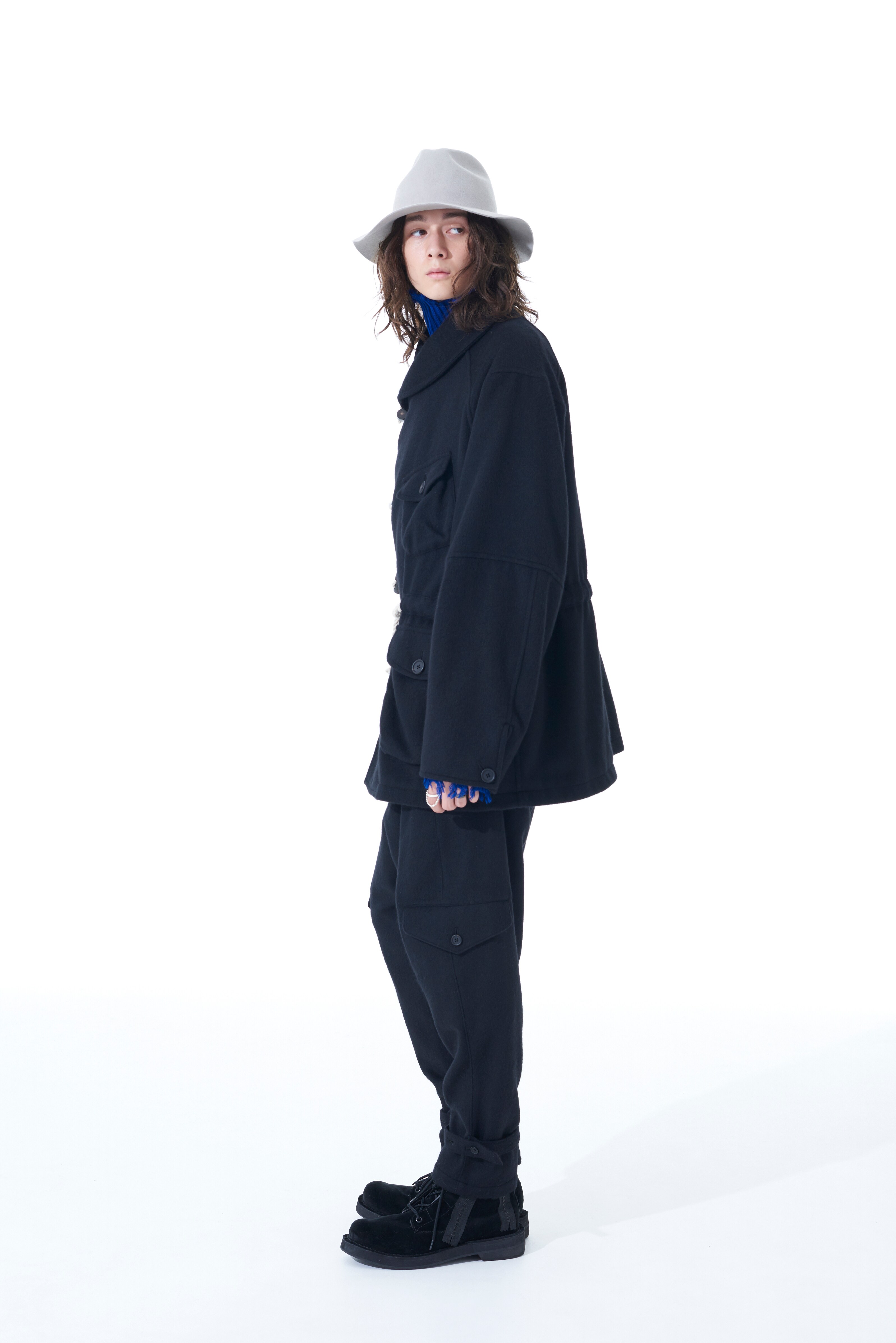 WOOL BEAVER SHAWL COLLAR DUFFLE PEA COAT(M Black): S'YTE｜THE SHOP