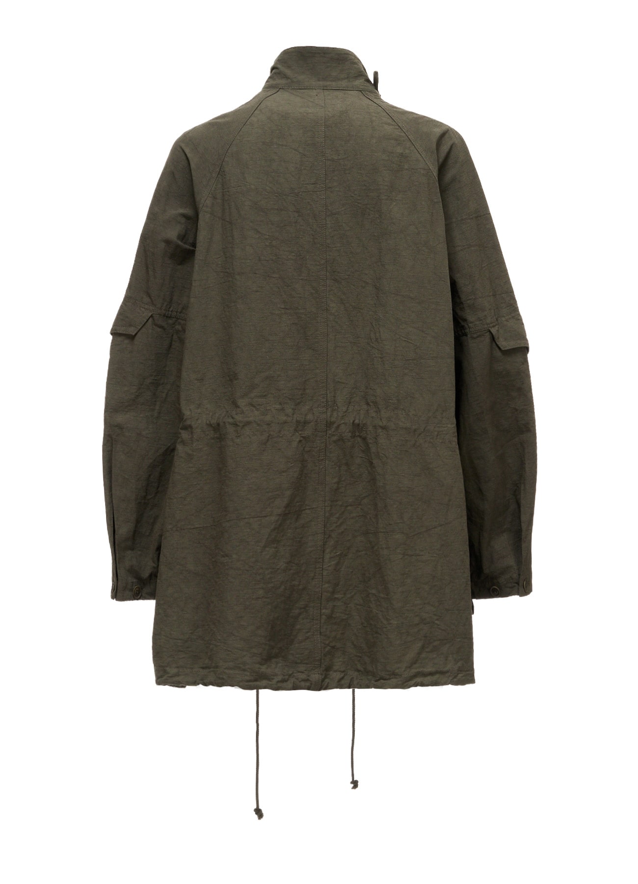 COTTON LINEN TWILL RAGLAN STAND COLLAR UTILITY BLOUSON