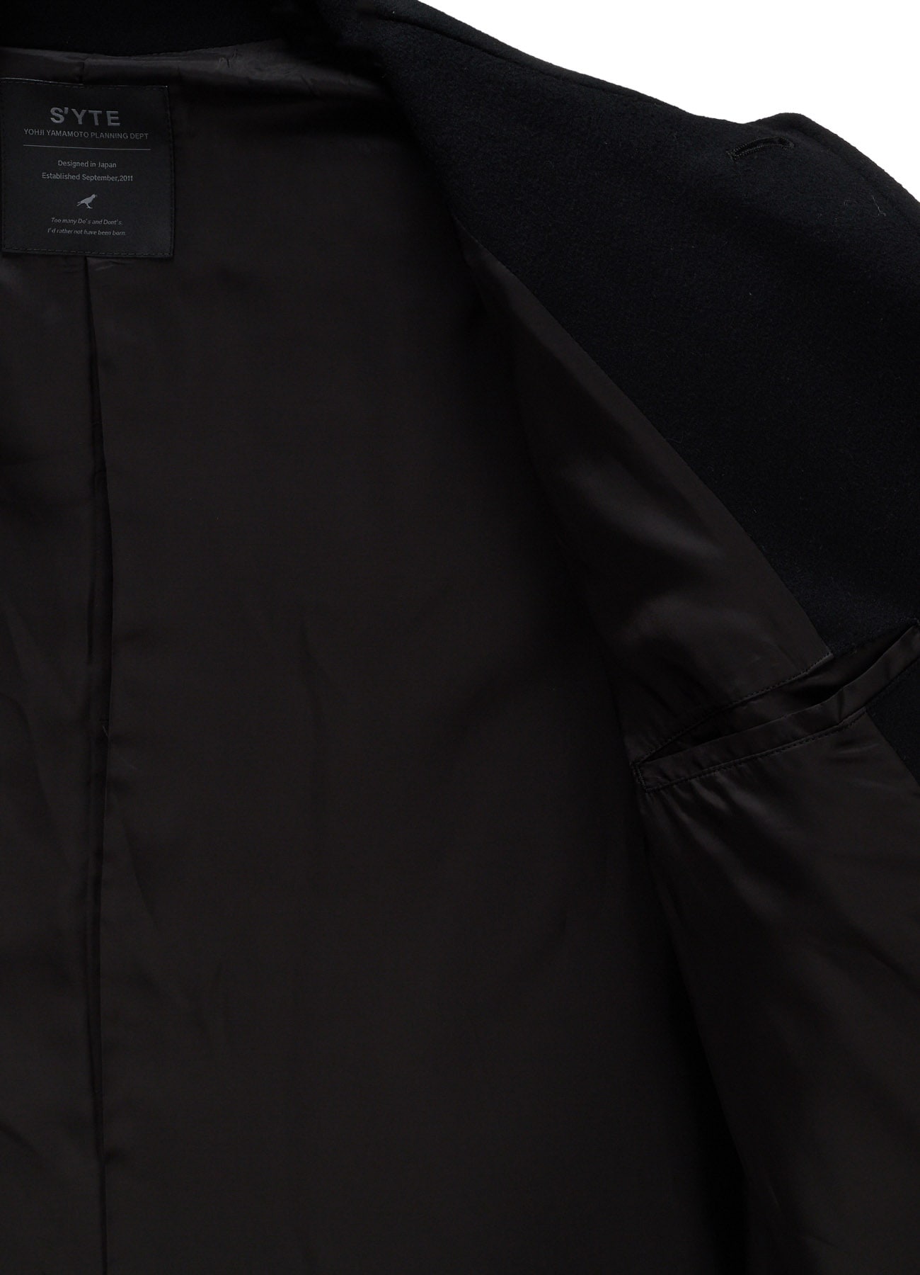 WOOL/CASHMERE PATCH OPEN COLLAR  LONG JACKET