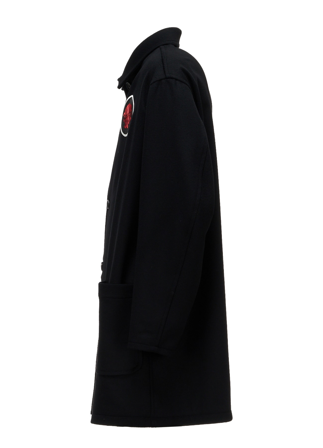WOOL/CASHMERE PATCH OPEN COLLAR  LONG JACKET