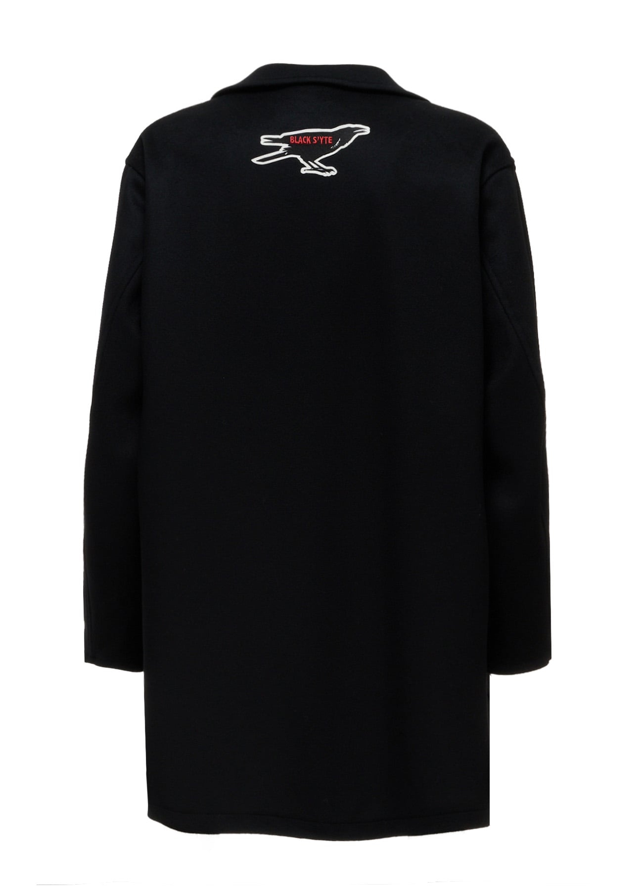 WOOL/CASHMERE PATCH OPEN COLLAR  LONG JACKET