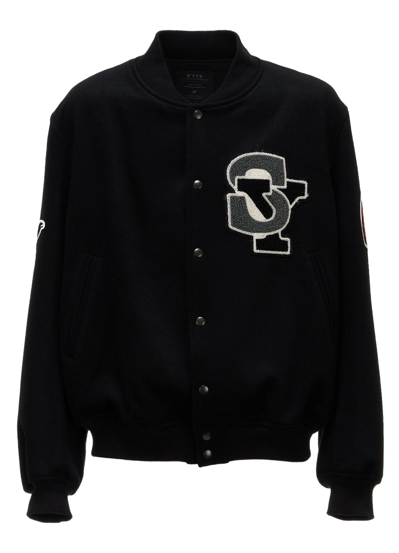 WOOL/CASHMERE PATCH BOMBER JACKET