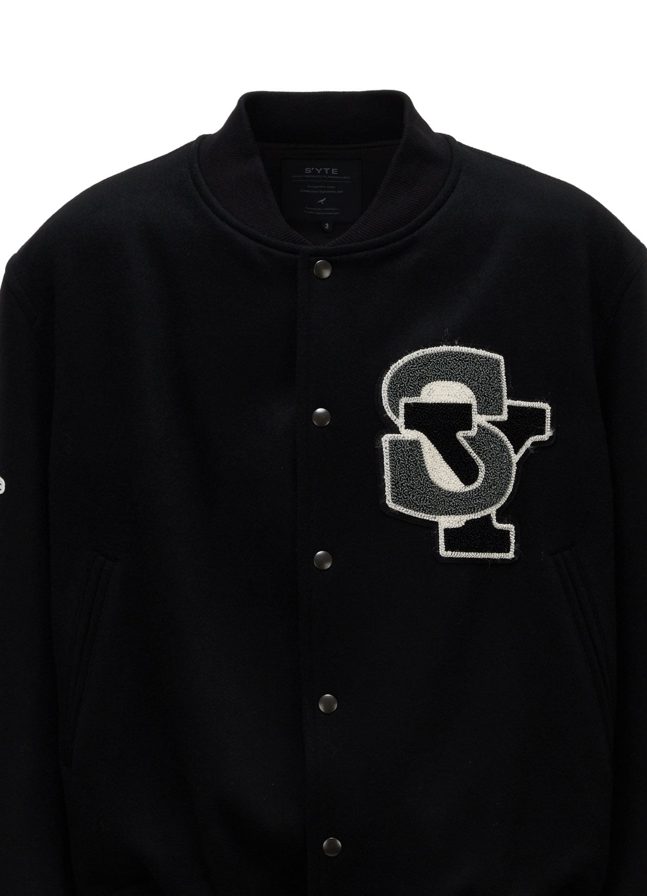 WOOL/CASHMERE PATCH BOMBER JACKET