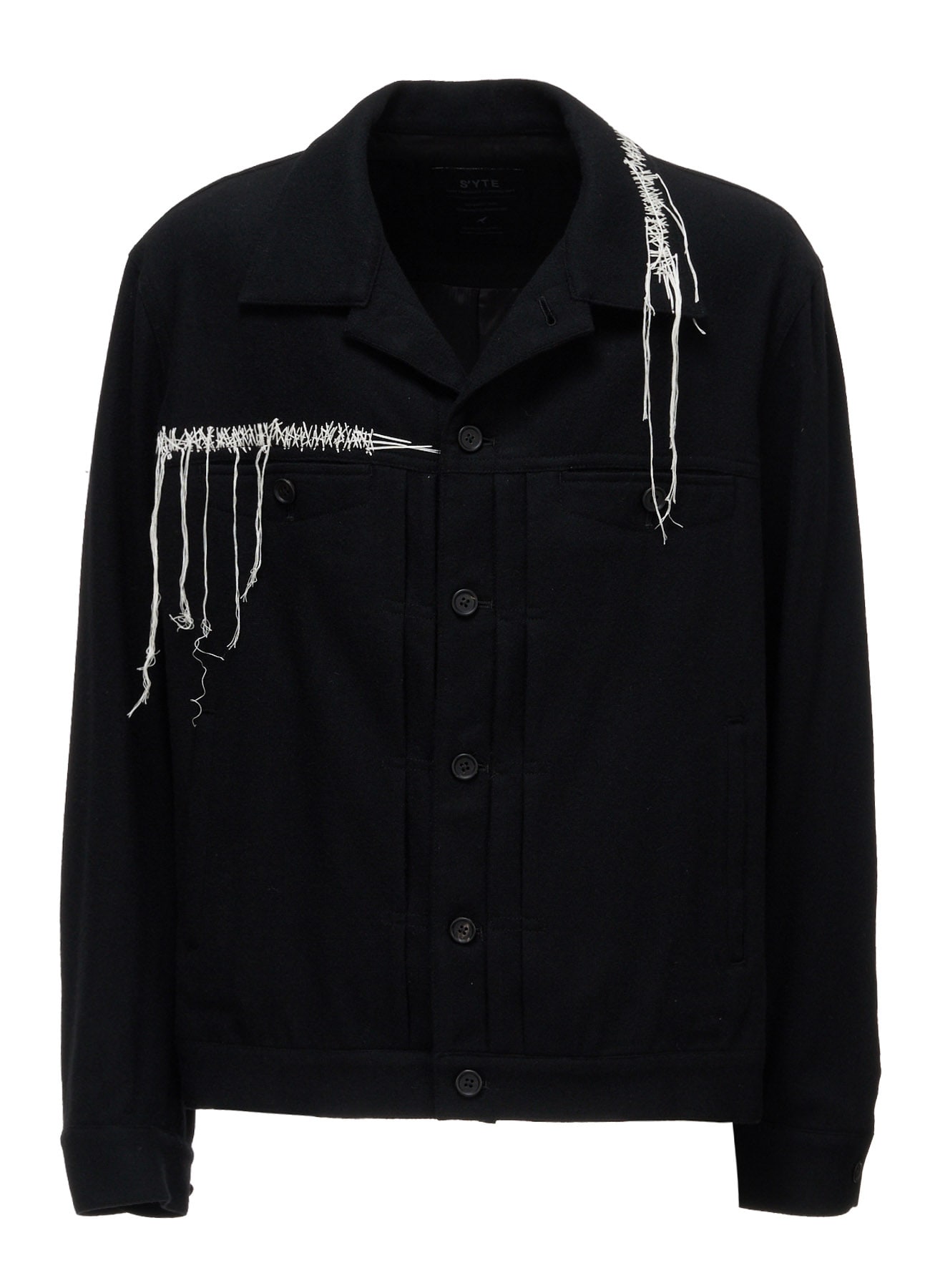 ECO WOOL PLAIN WEAVE BLOUSON WITH DECORATIVE STITCHING