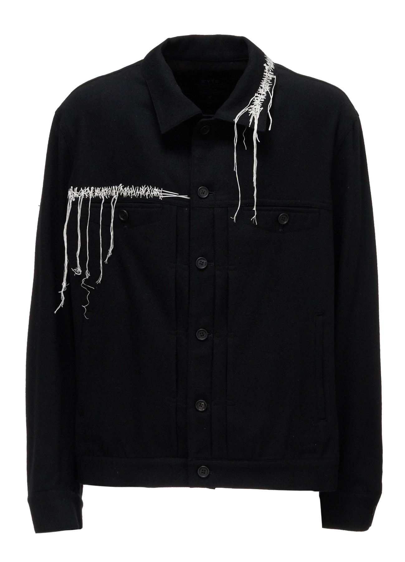 ECO WOOL PLAIN WEAVE BLOUSON WITH DECORATIVE STITCHING