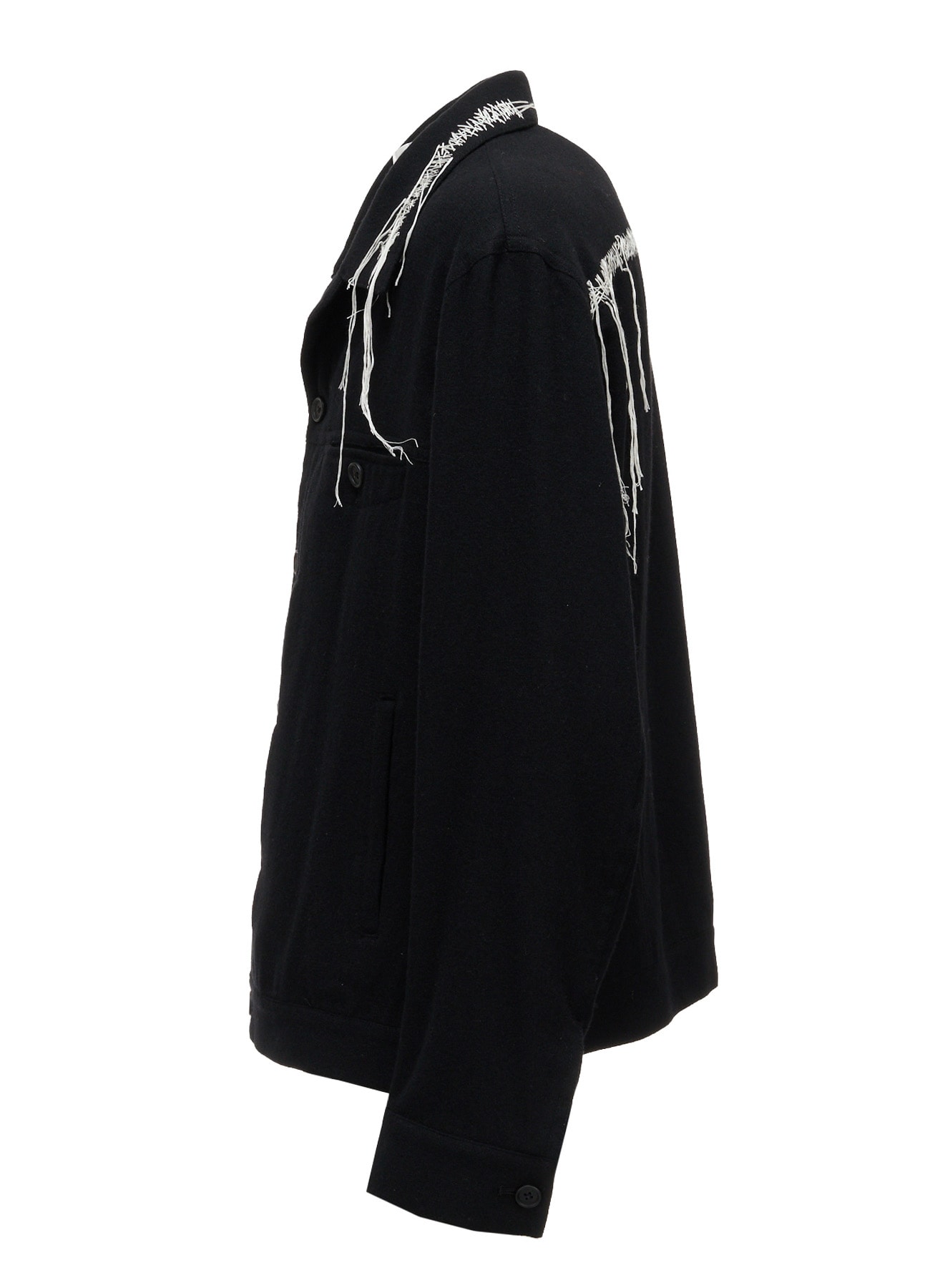 ECO WOOL PLAIN WEAVE BLOUSON WITH DECORATIVE STITCHING