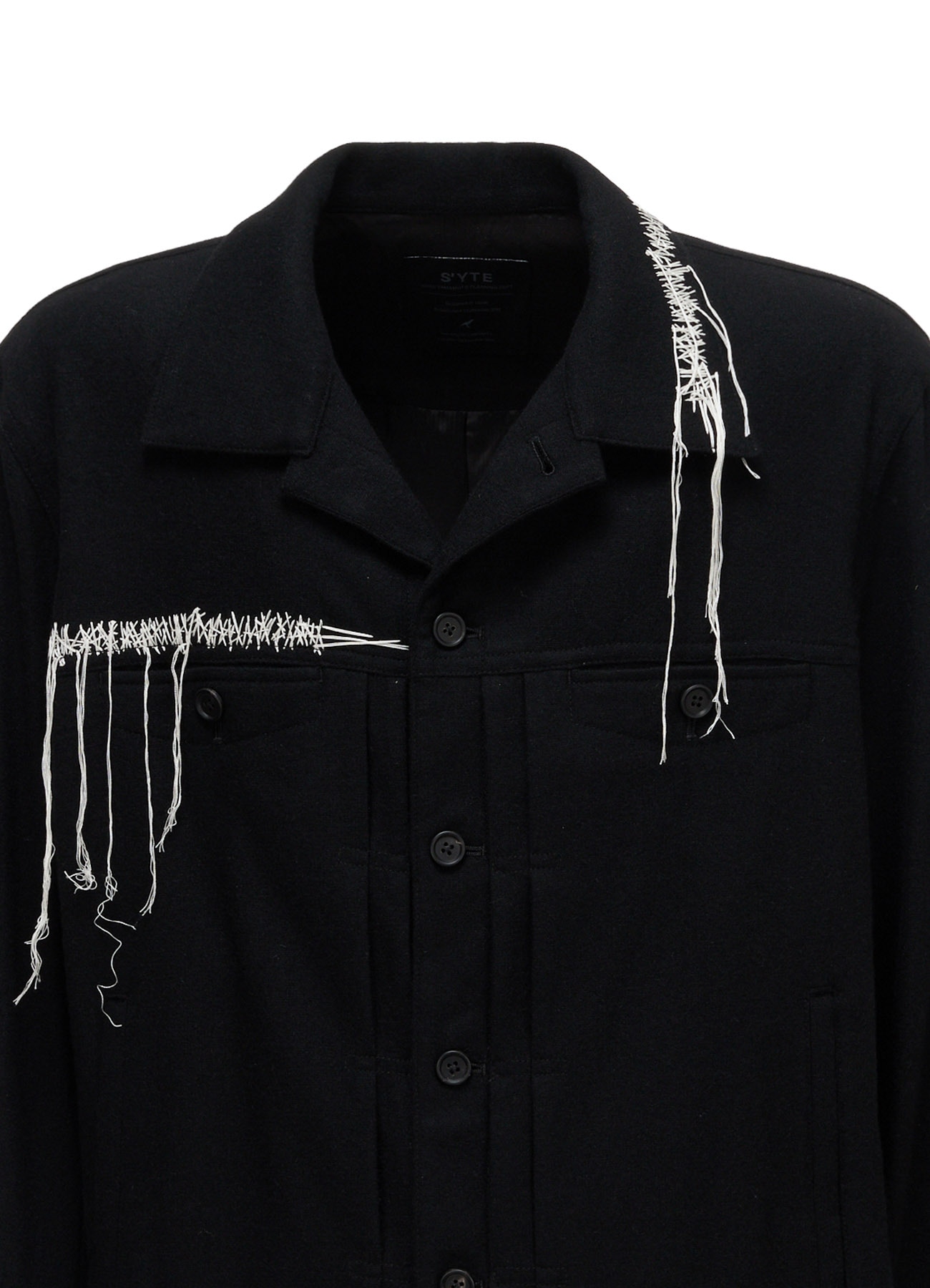 ECO WOOL PLAIN WEAVE BLOUSON WITH DECORATIVE STITCHING