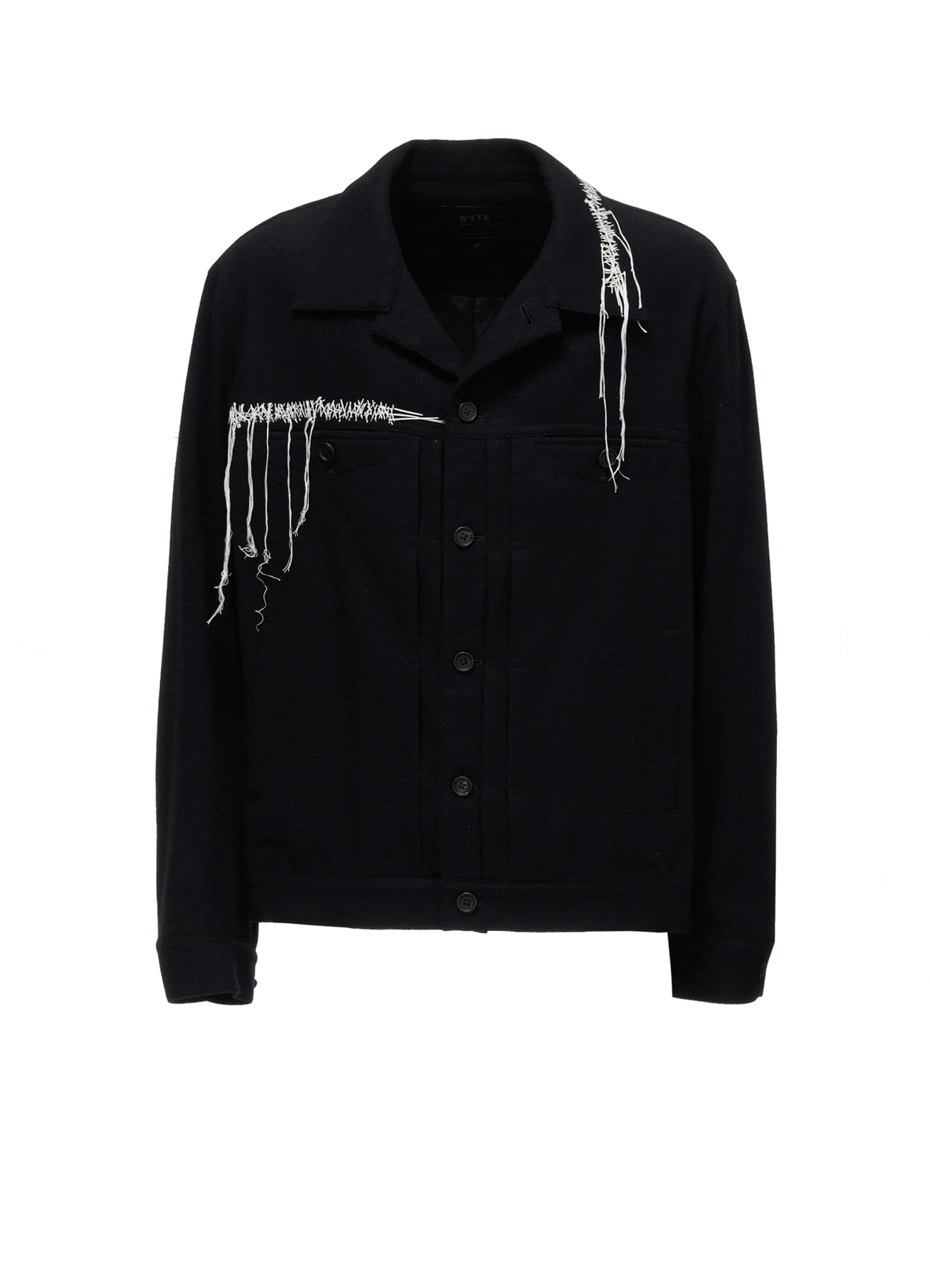 ECO WOOL PLAIN WEAVE BLOUSON WITH DECORATIVE STITCHING