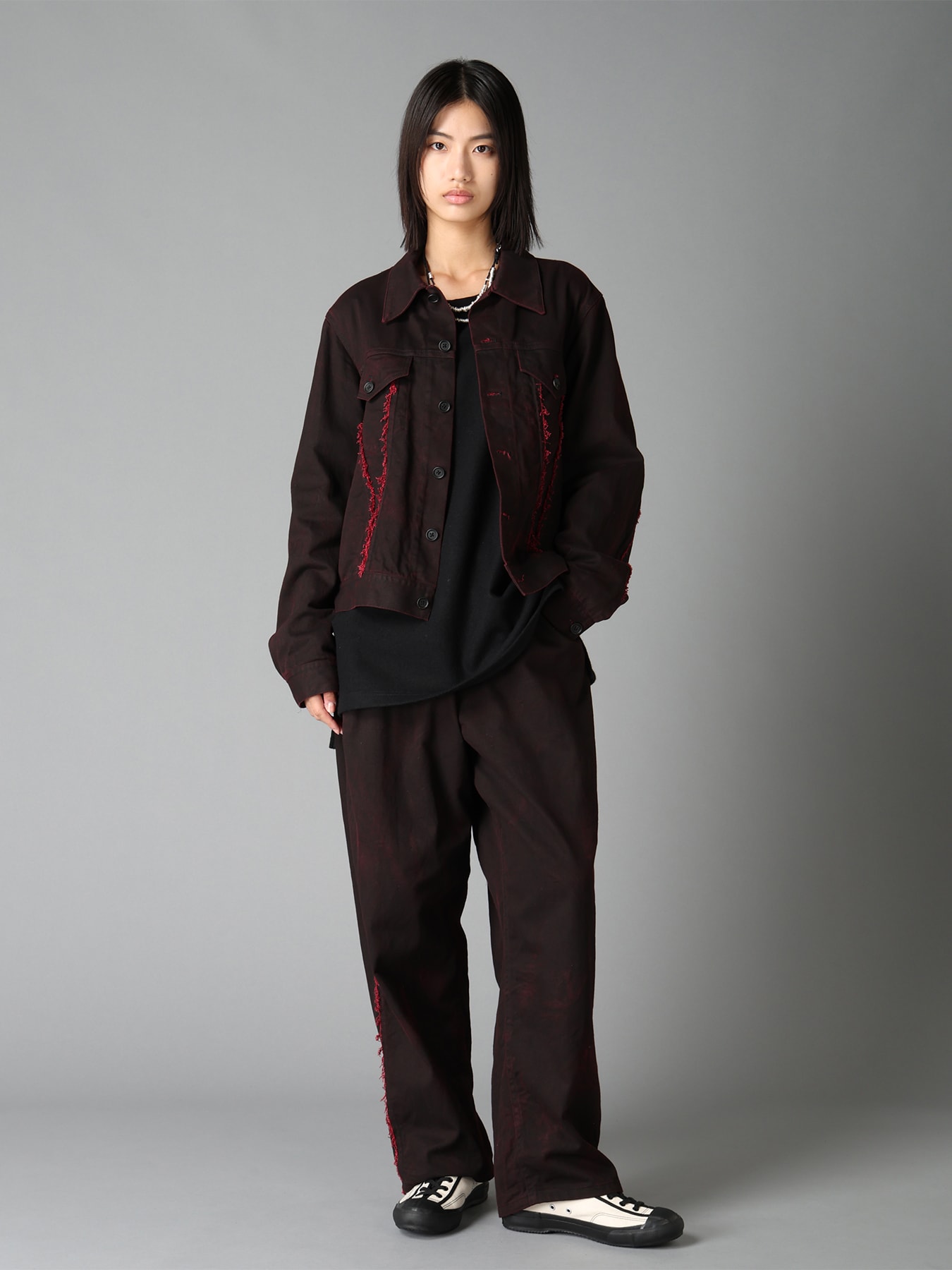 PIGMENT PRINT COTTON TWILL RAW-EDGE DETAIL BLOUSON