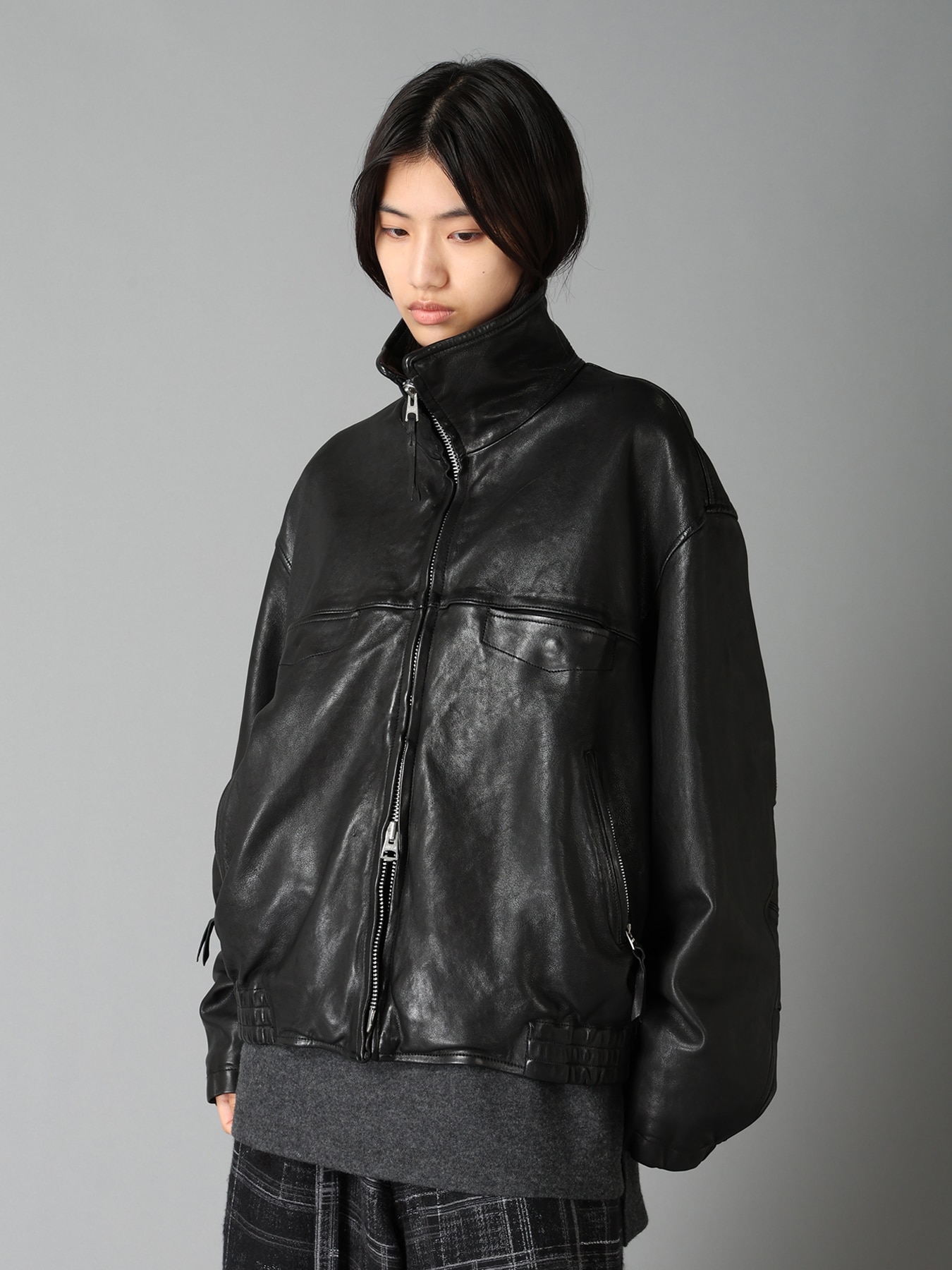WASHED SHEEP LEATHER ZIP-UP BLOUSON