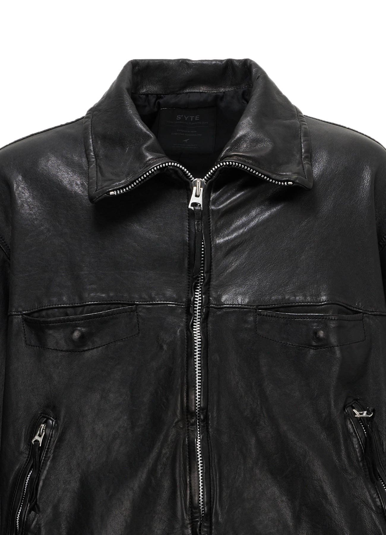 WASHED SHEEP LEATHER ZIP-UP BLOUSON