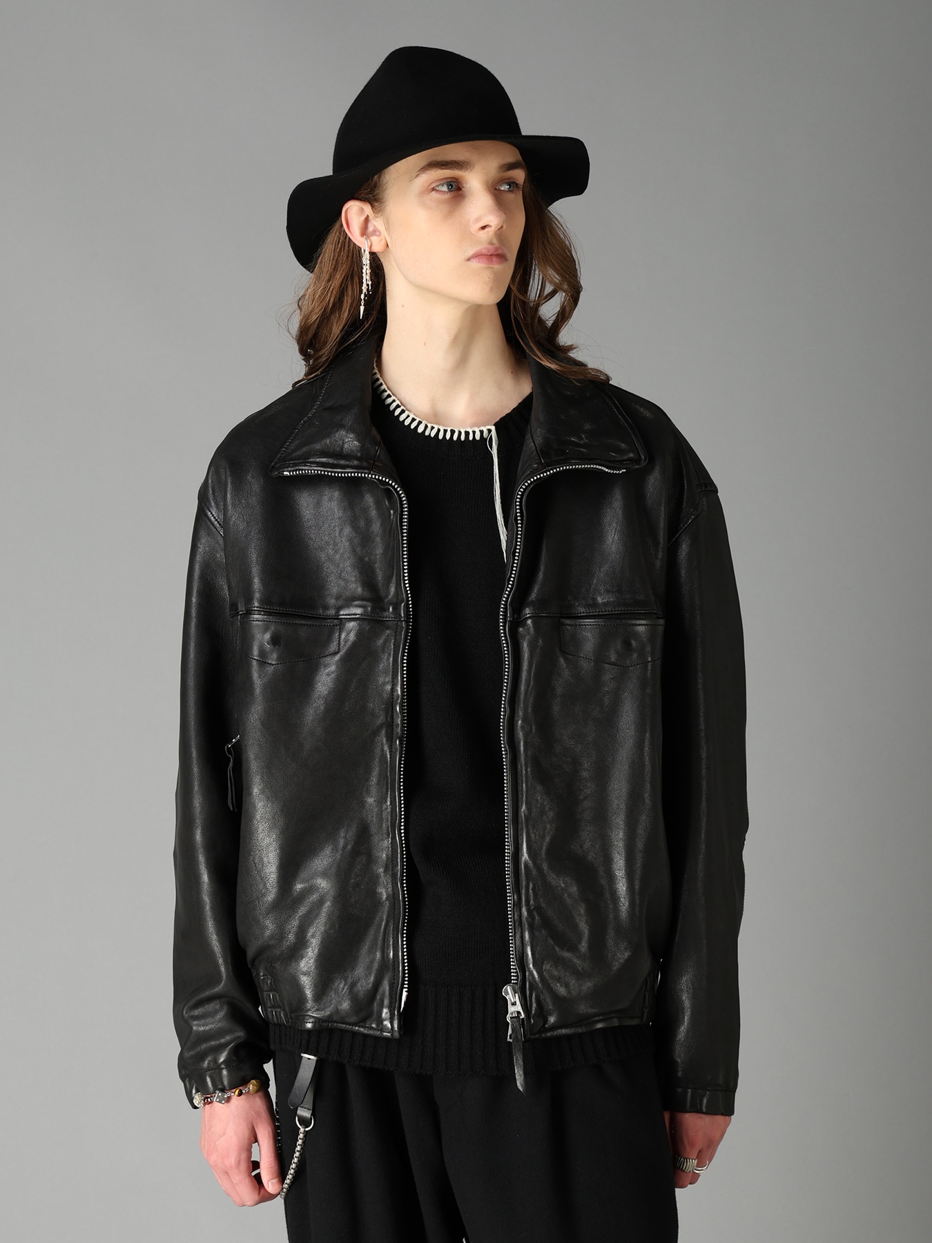 WASHED SHEEP LEATHER ZIP-UP BLOUSON