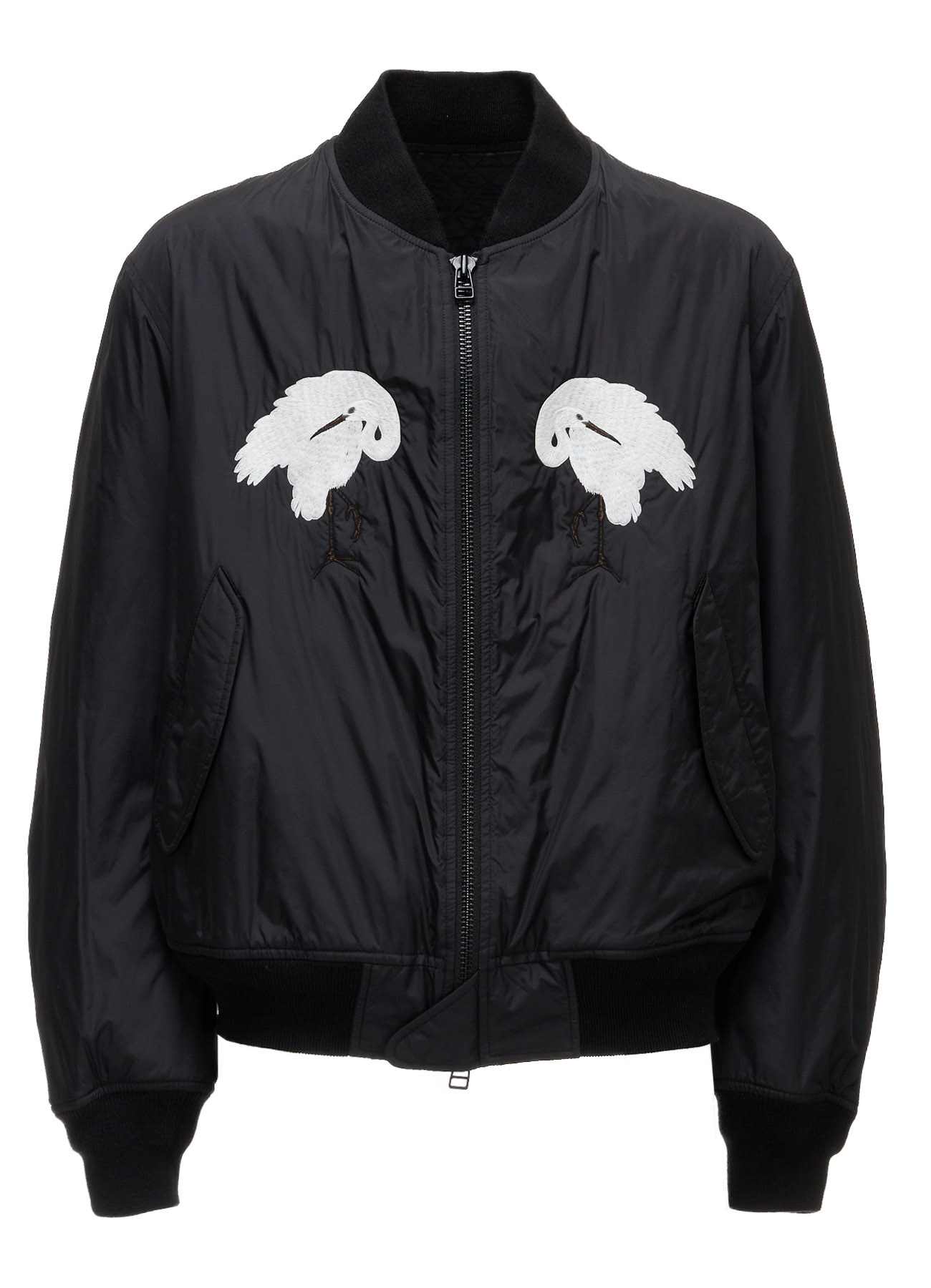 NYLON TWILL EMBROIDERY BOMBER JACKET