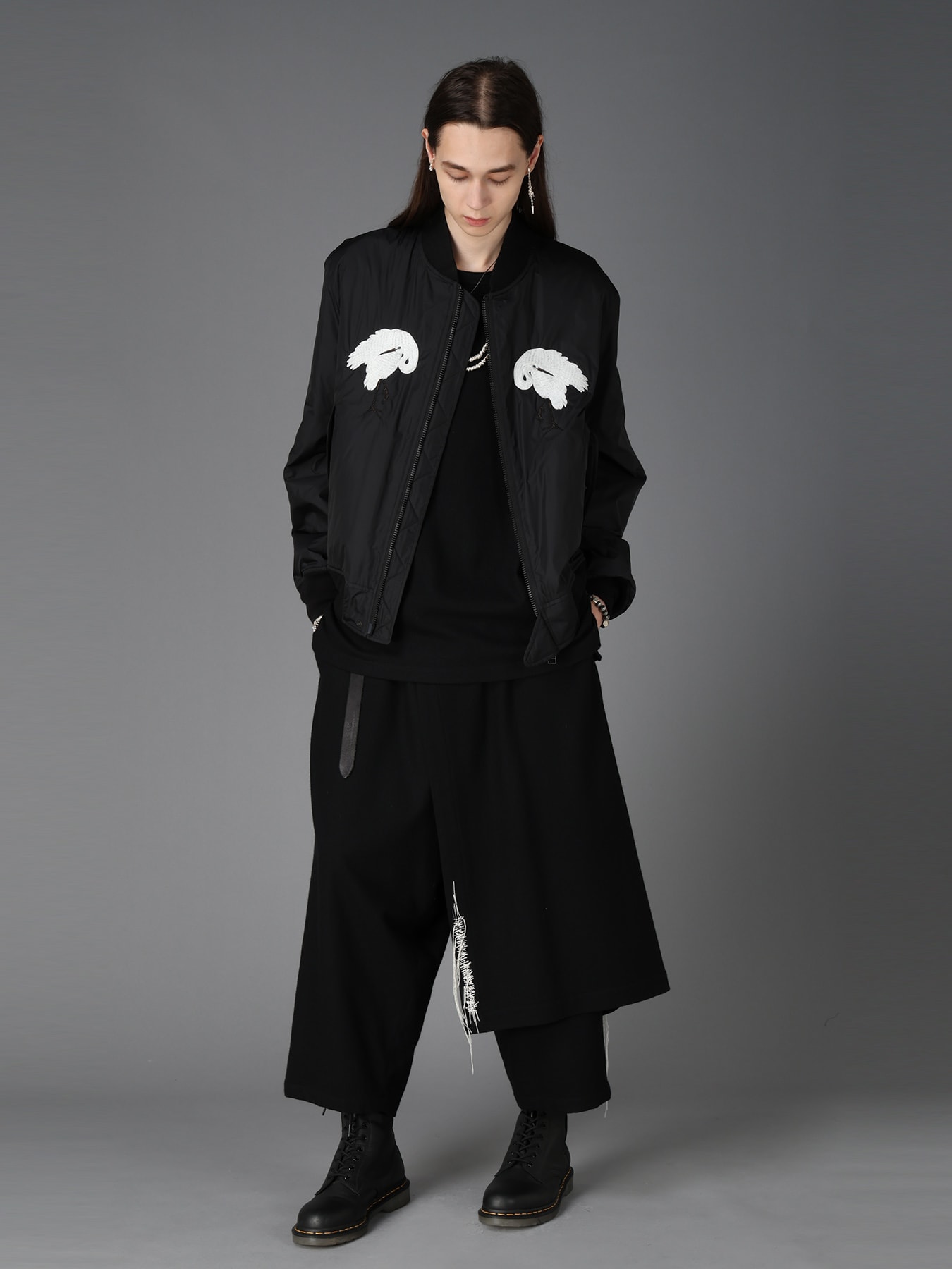 NYLON TWILL EMBROIDERY BOMBER JACKET