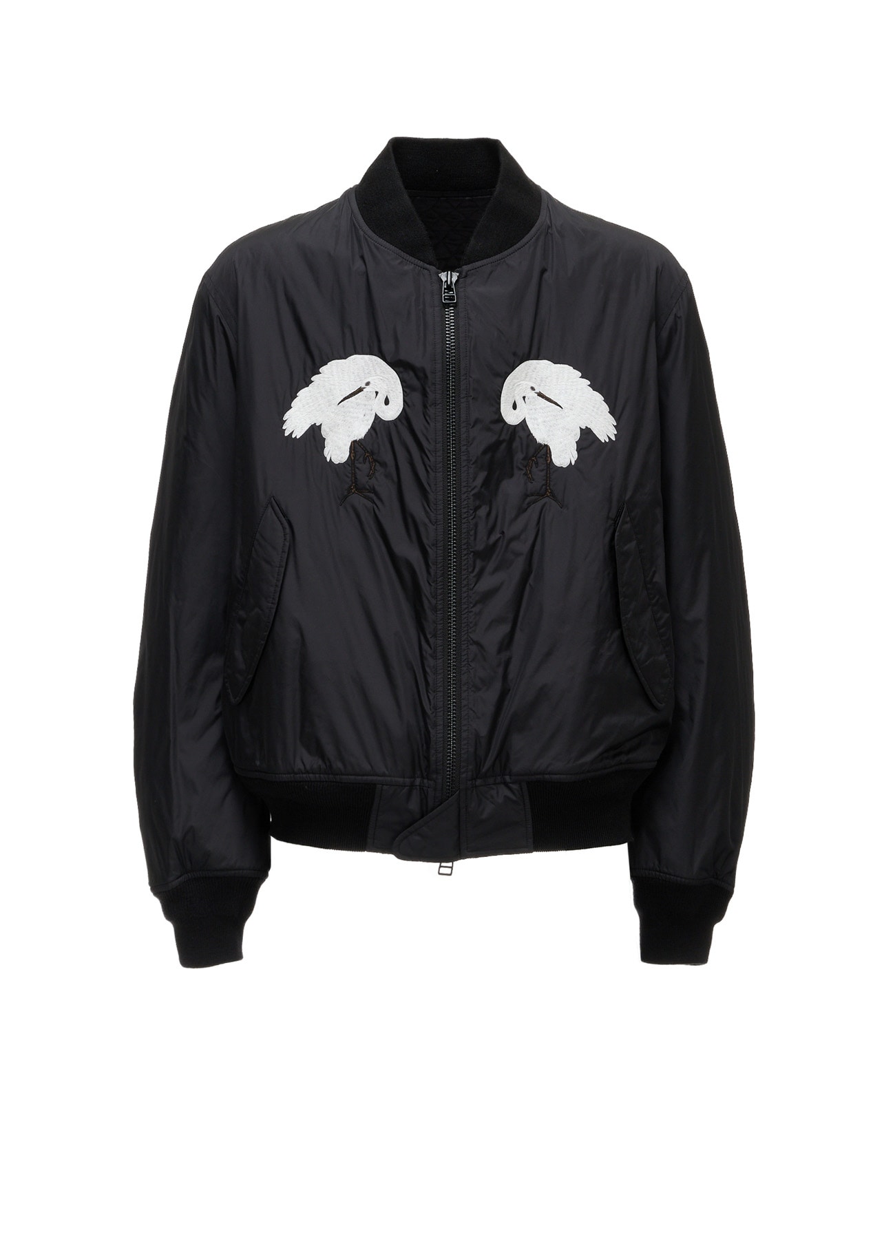 NYLON TWILL EMBROIDERY BOMBER JACKET