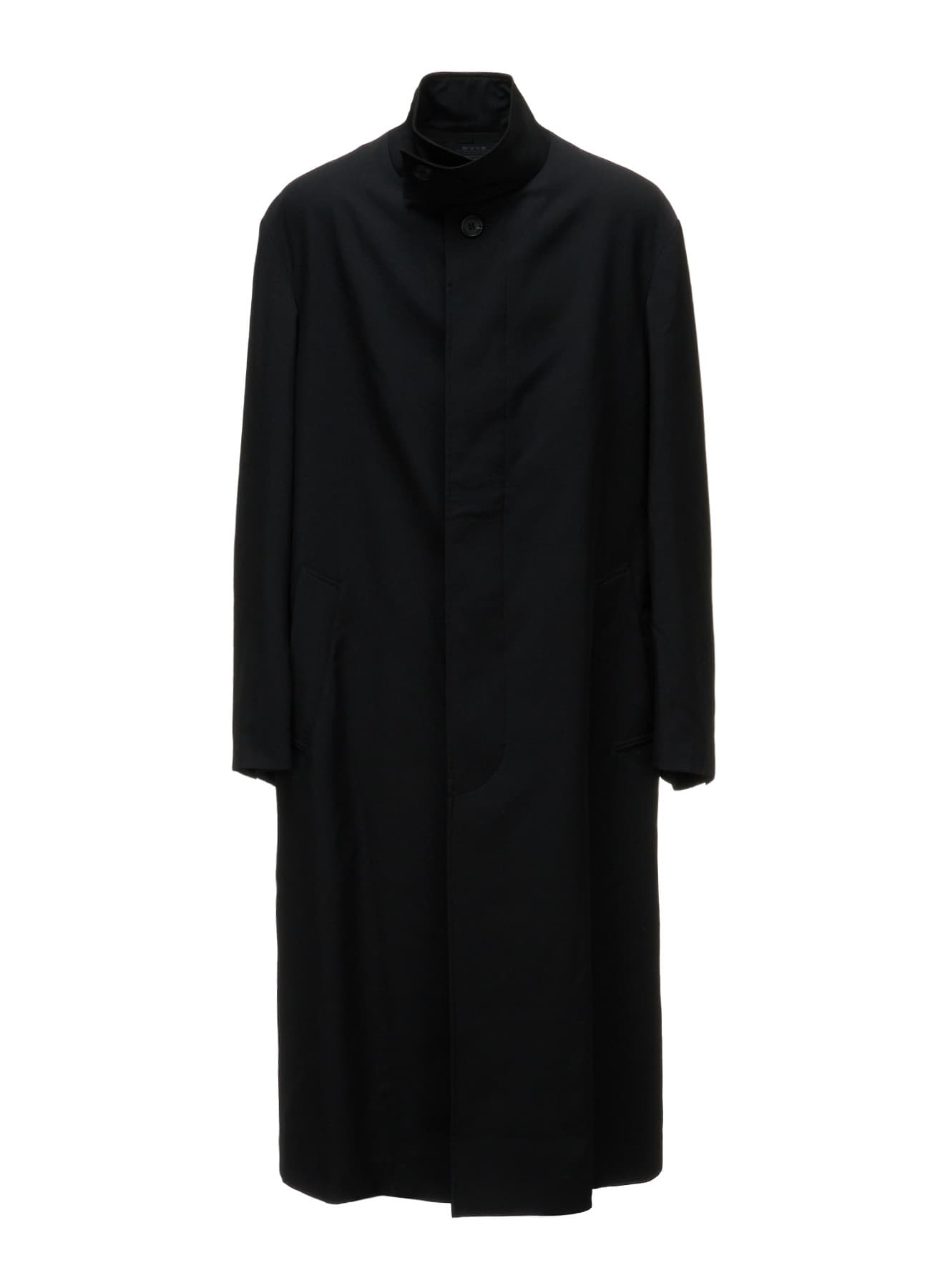 WASHER WOOL GABARDINE CONCEALED PLACKET STAND COLLAR COAT