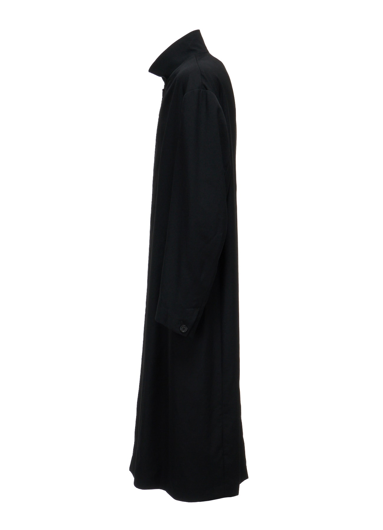 WASHER WOOL GABARDINE CONCEALED PLACKET STAND COLLAR COAT