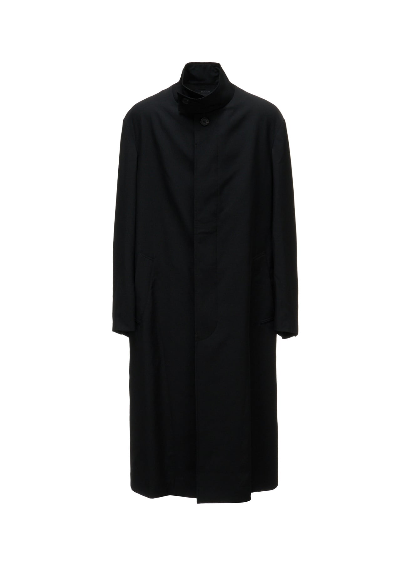 WASHER WOOL GABARDINE CONCEALED PLACKET STAND COLLAR COAT