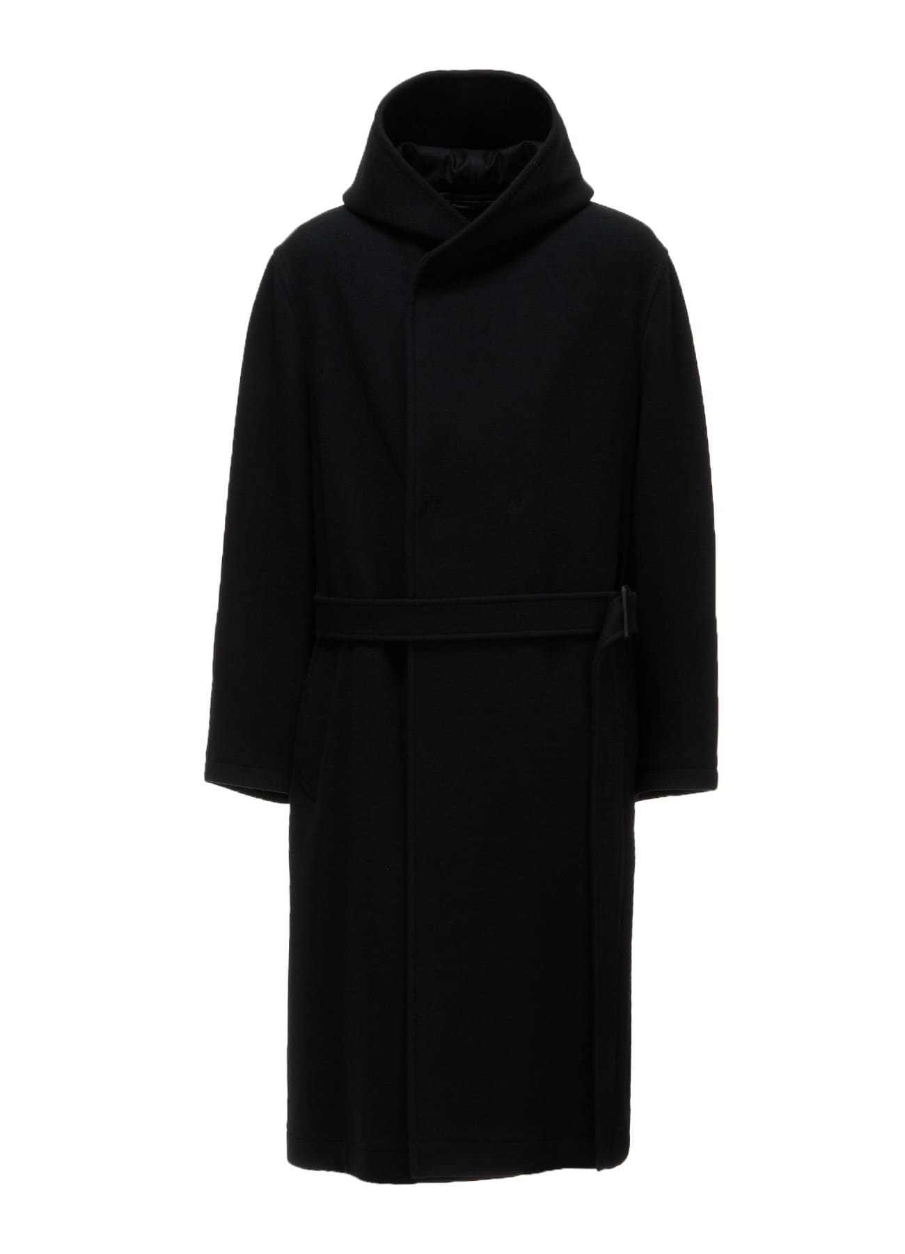 BRUSHED WOOL HOODED COAT
