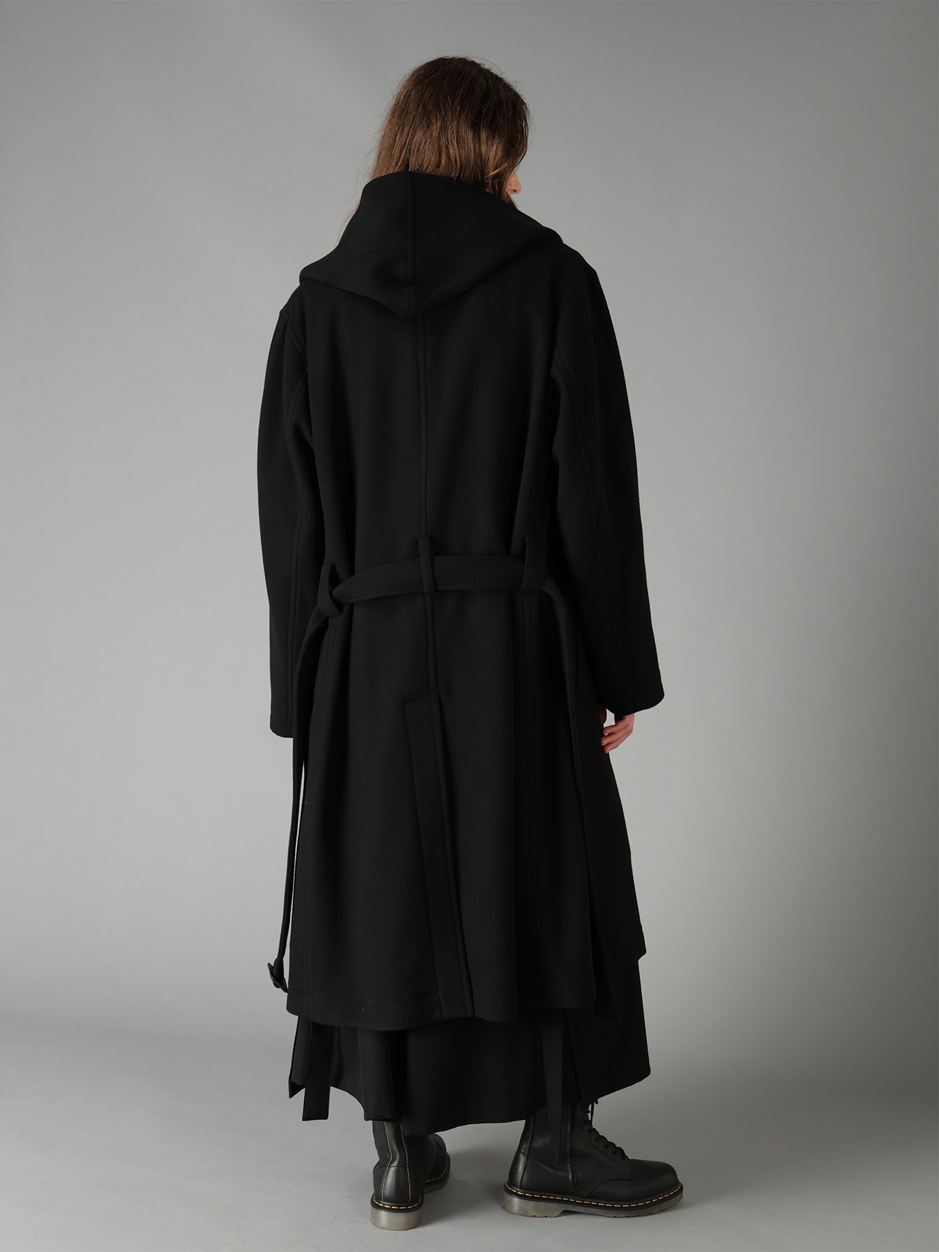 BRUSHED WOOL HOODED COAT