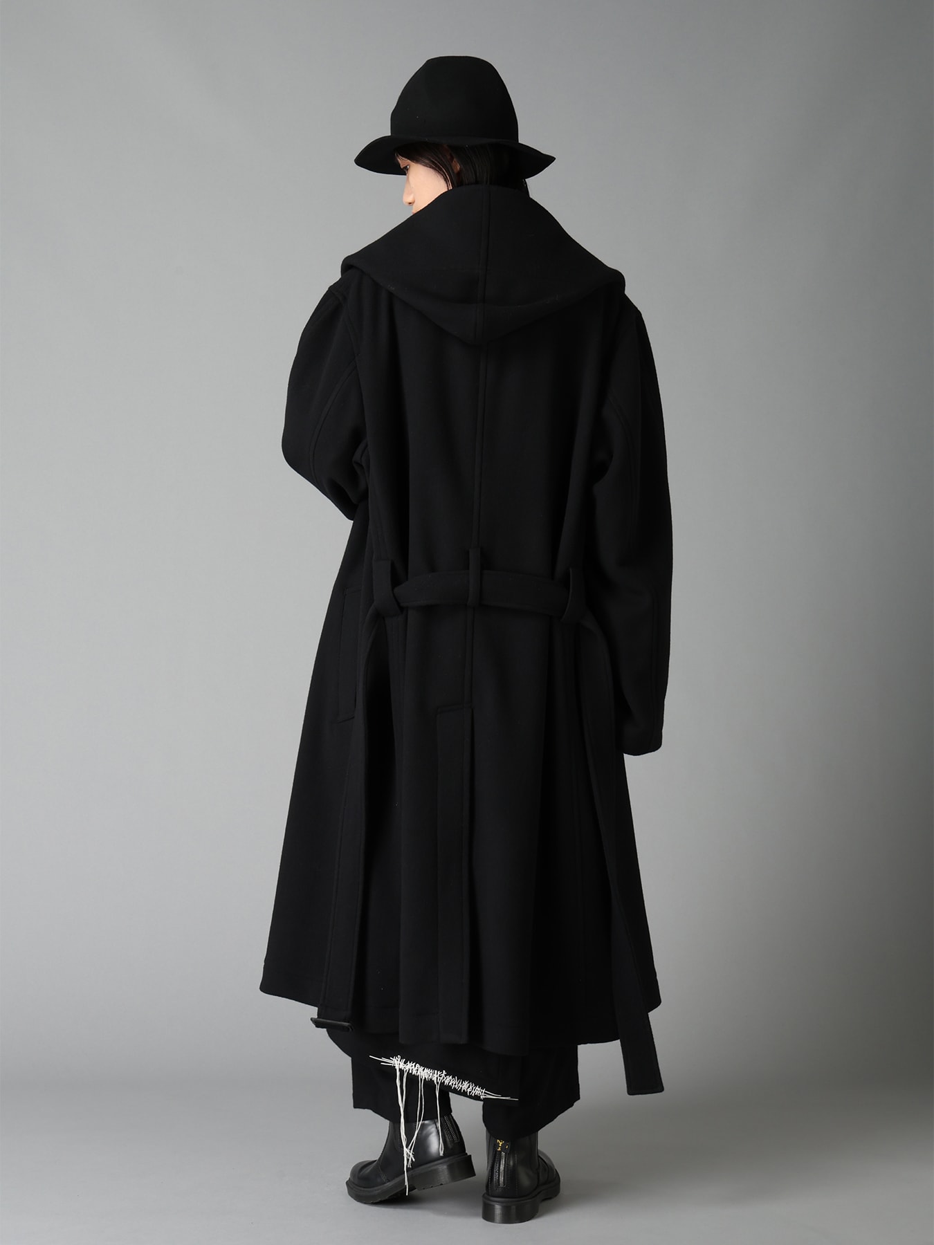 BRUSHED WOOL HOODED COAT