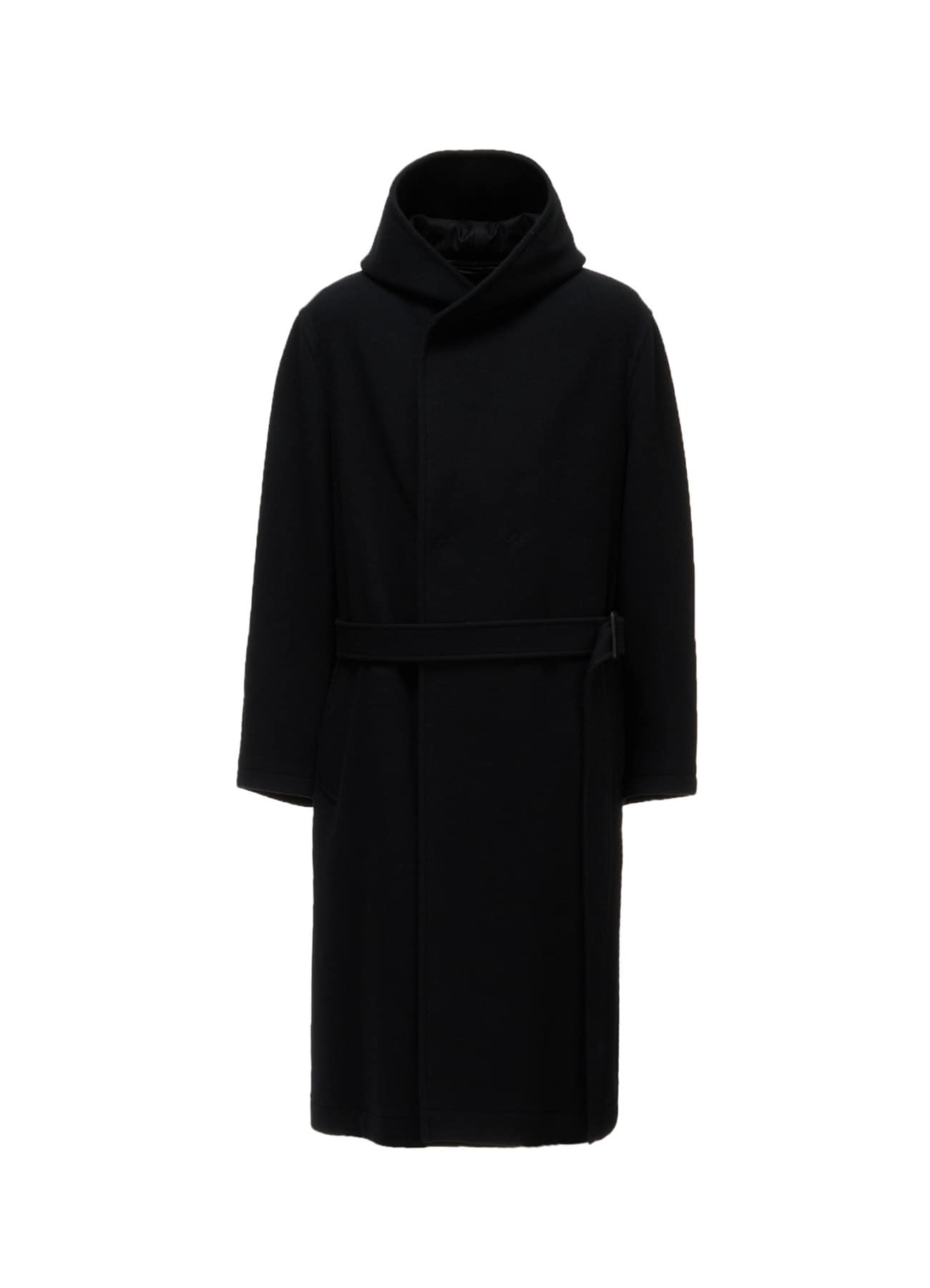 BRUSHED WOOL HOODED COAT