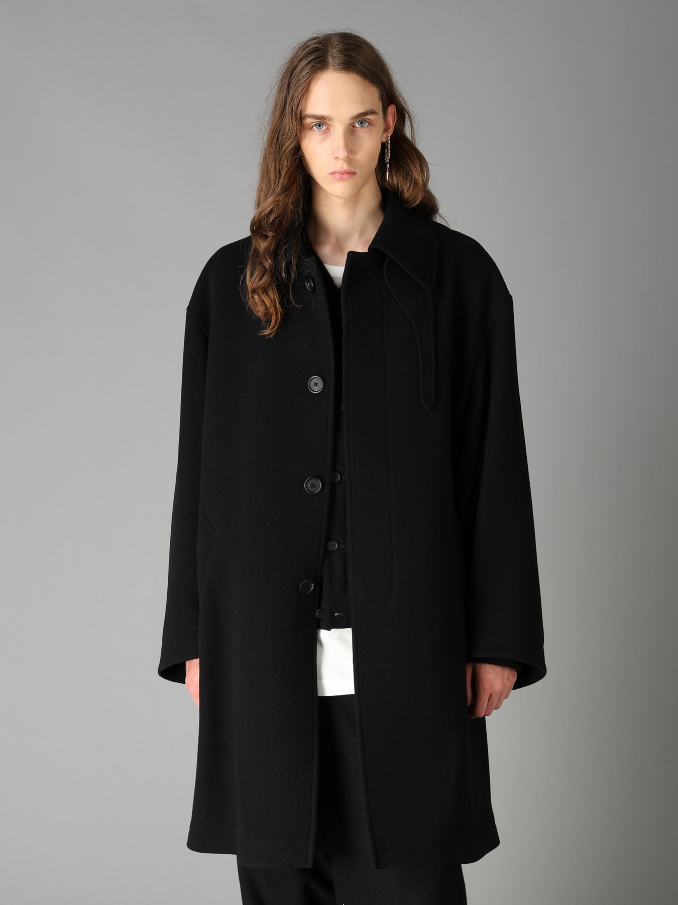 BRUSHED WOOL CONCEALED PLACKET COAT