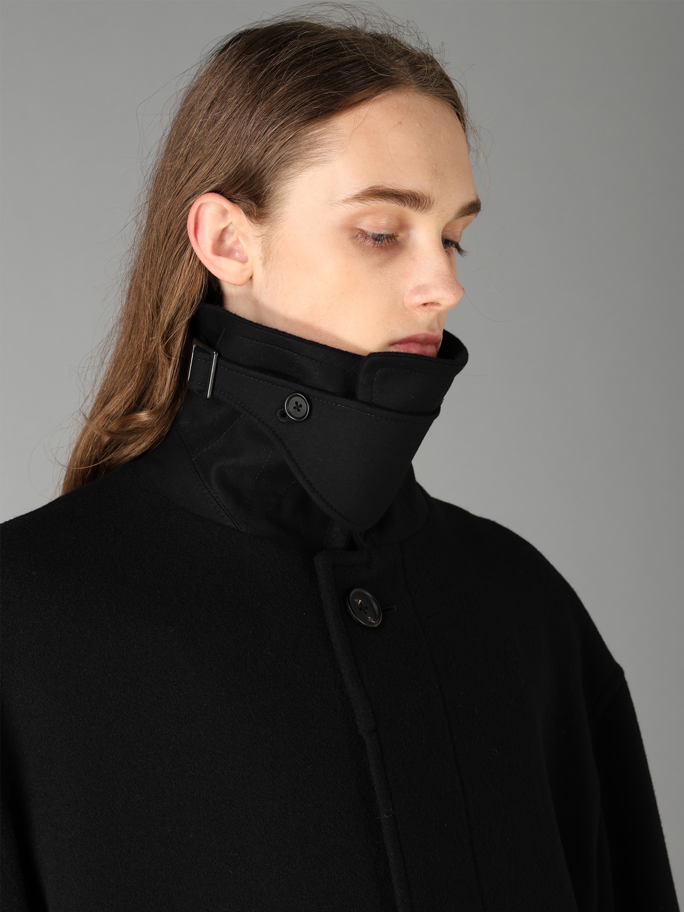 BRUSHED WOOL CONCEALED PLACKET COAT