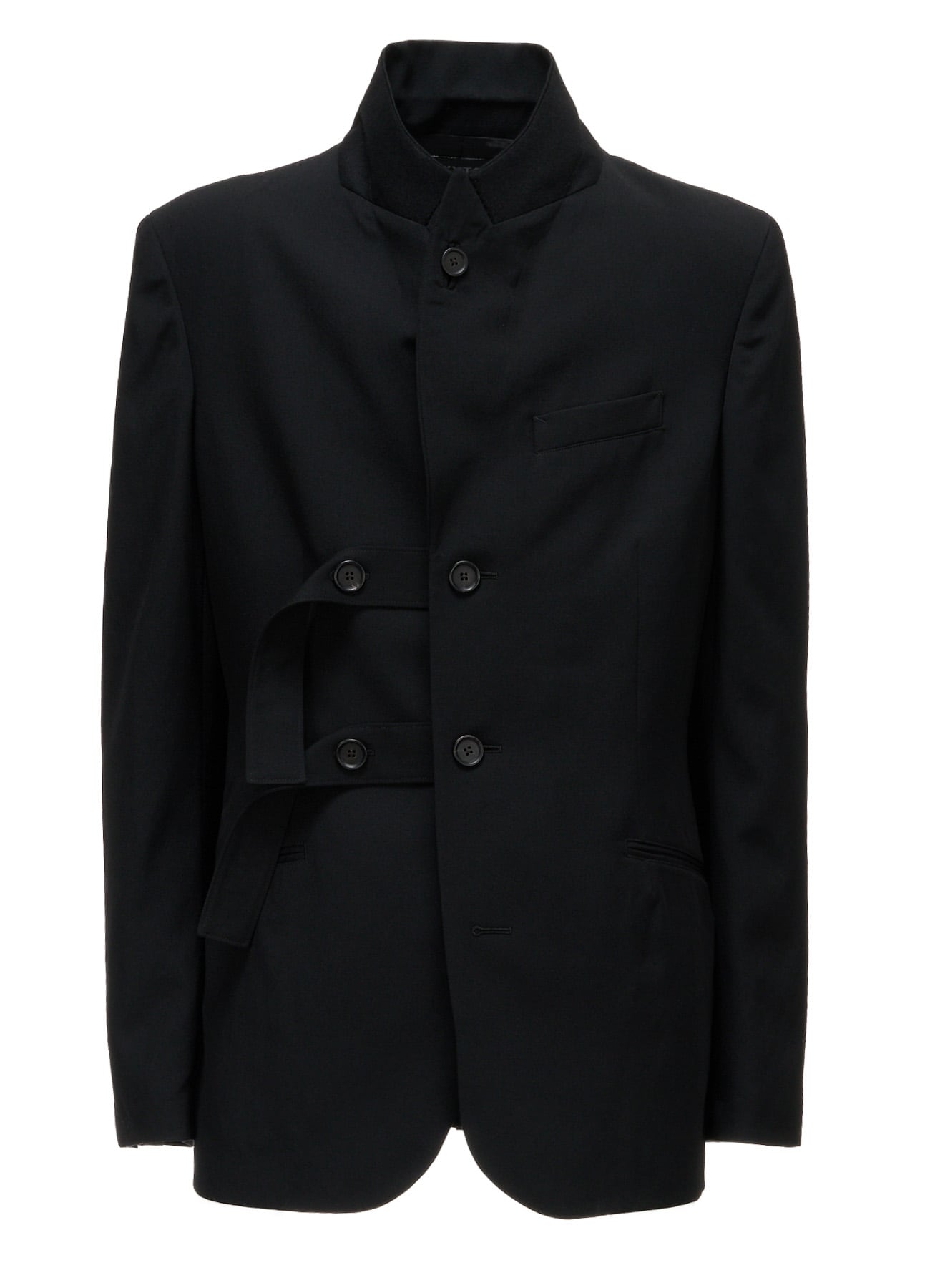 WASHER WOOL GABARDINE PEAK LAPEL BELTED JACKET
