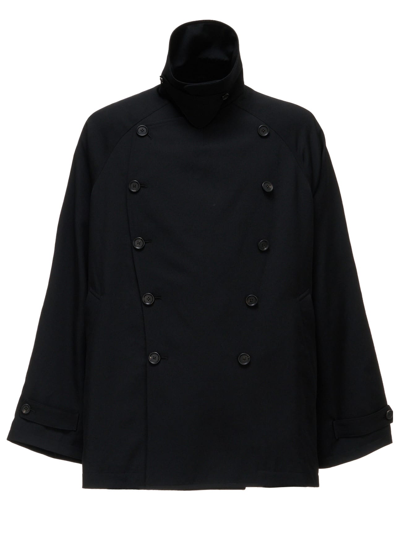 WASHER WOOL GABARDINE NAPOLEON DOUBLE-BREASTED JACKET