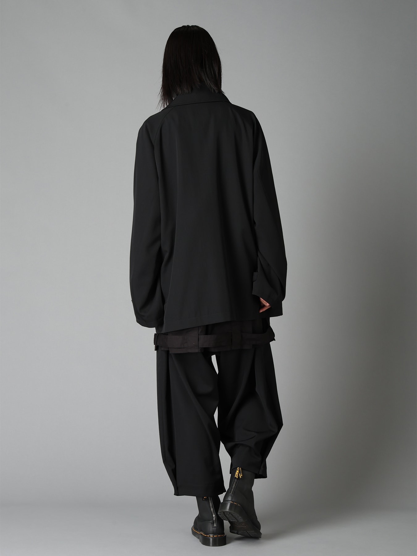 WASHER WOOL GABARDINE NAPOLEON DOUBLE-BREASTED JACKET